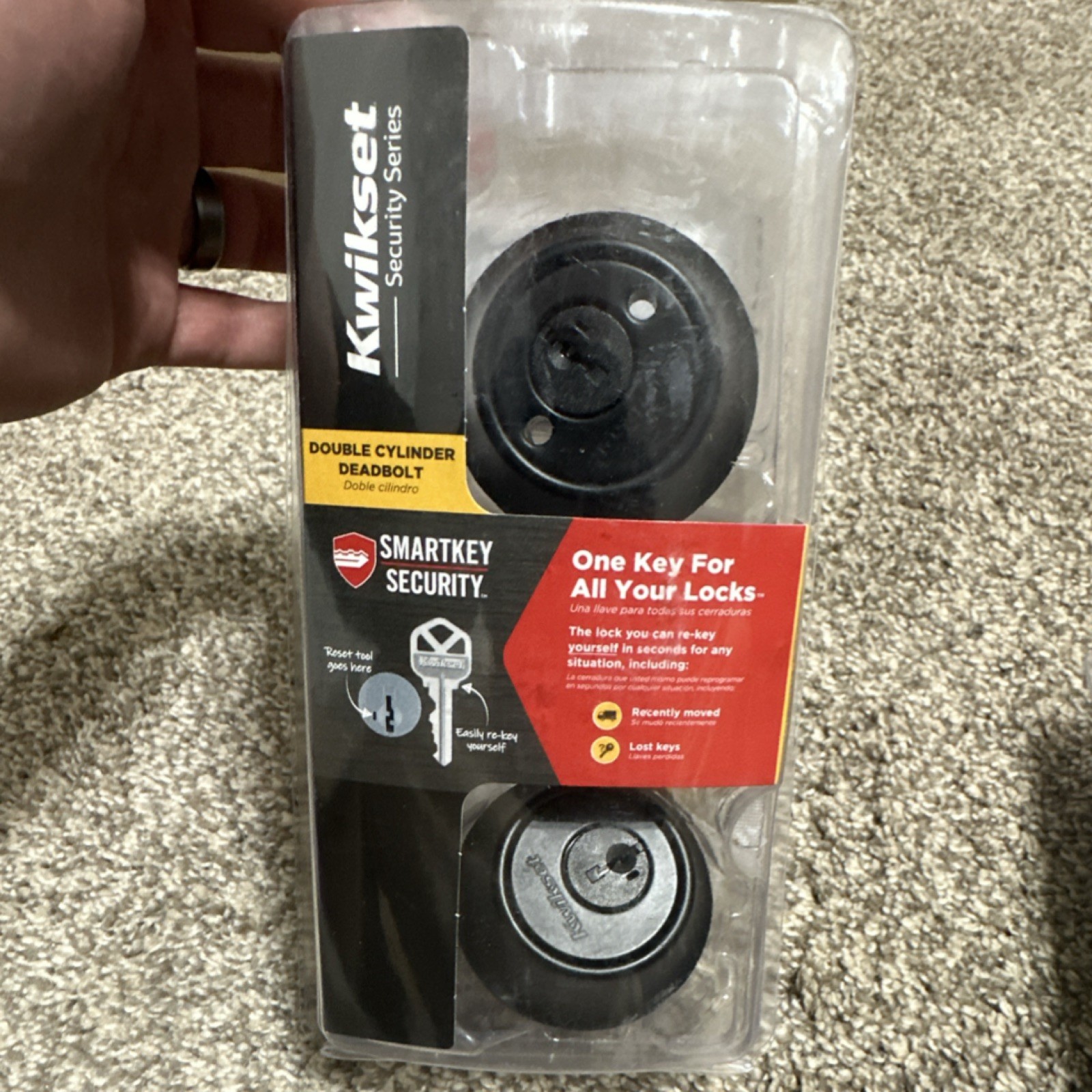Kwikset Satin Black Double Cylinder Deadbolt SmartKey Security Universal Mount