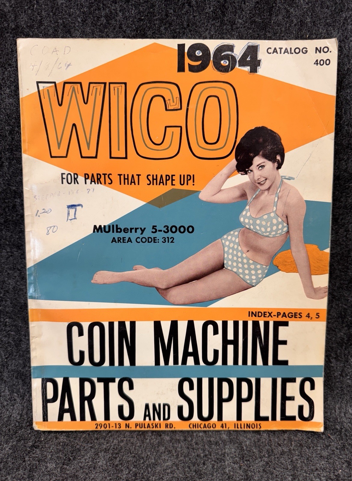 WICO Vintage 1964 Coin Machine Parts & Supplies Catalog Pinball Jukebox Novelty+
