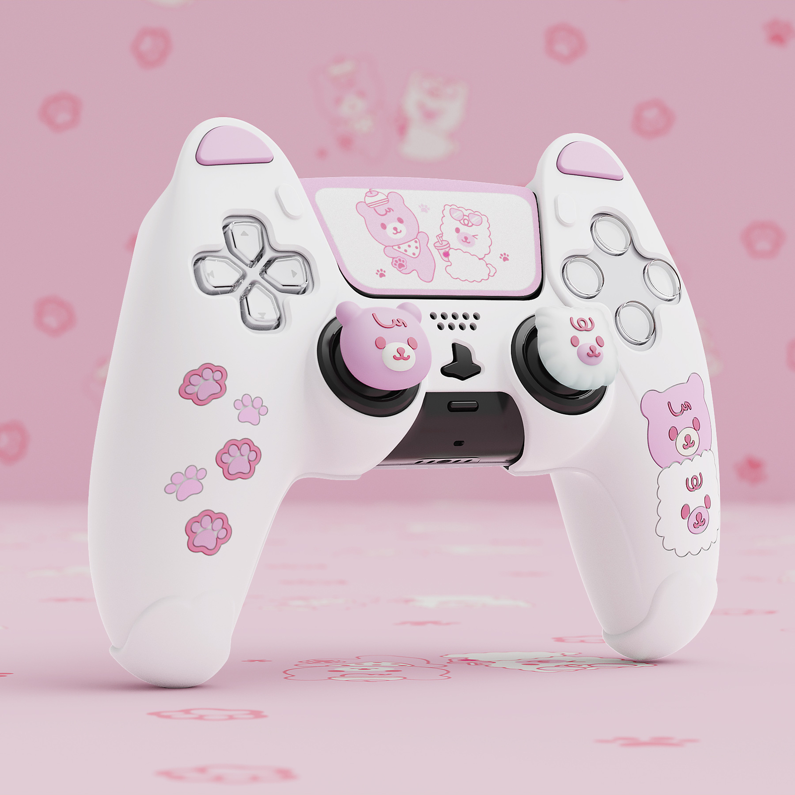 Cute Bear Controller Silicone Case for PS5 Wireless Controller with Thumb Grips