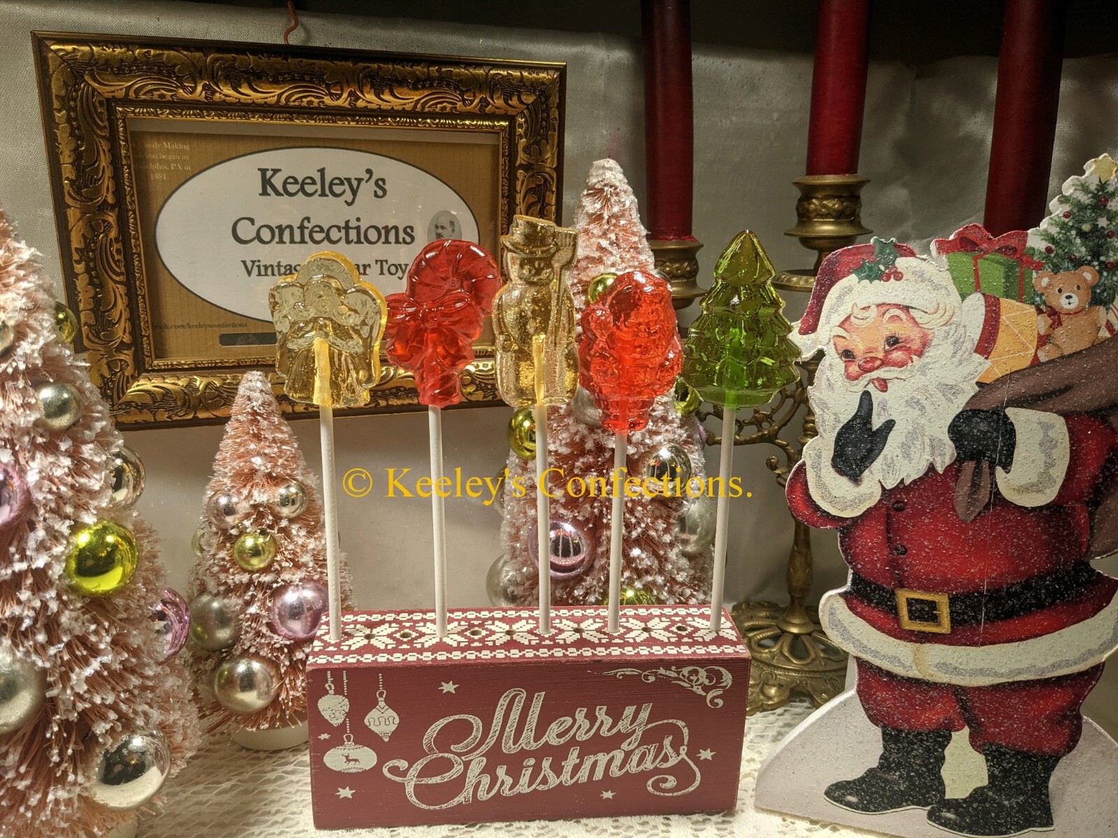 Christmas Clear Toy Candy, Barley Lollipops - 20 Lollipops