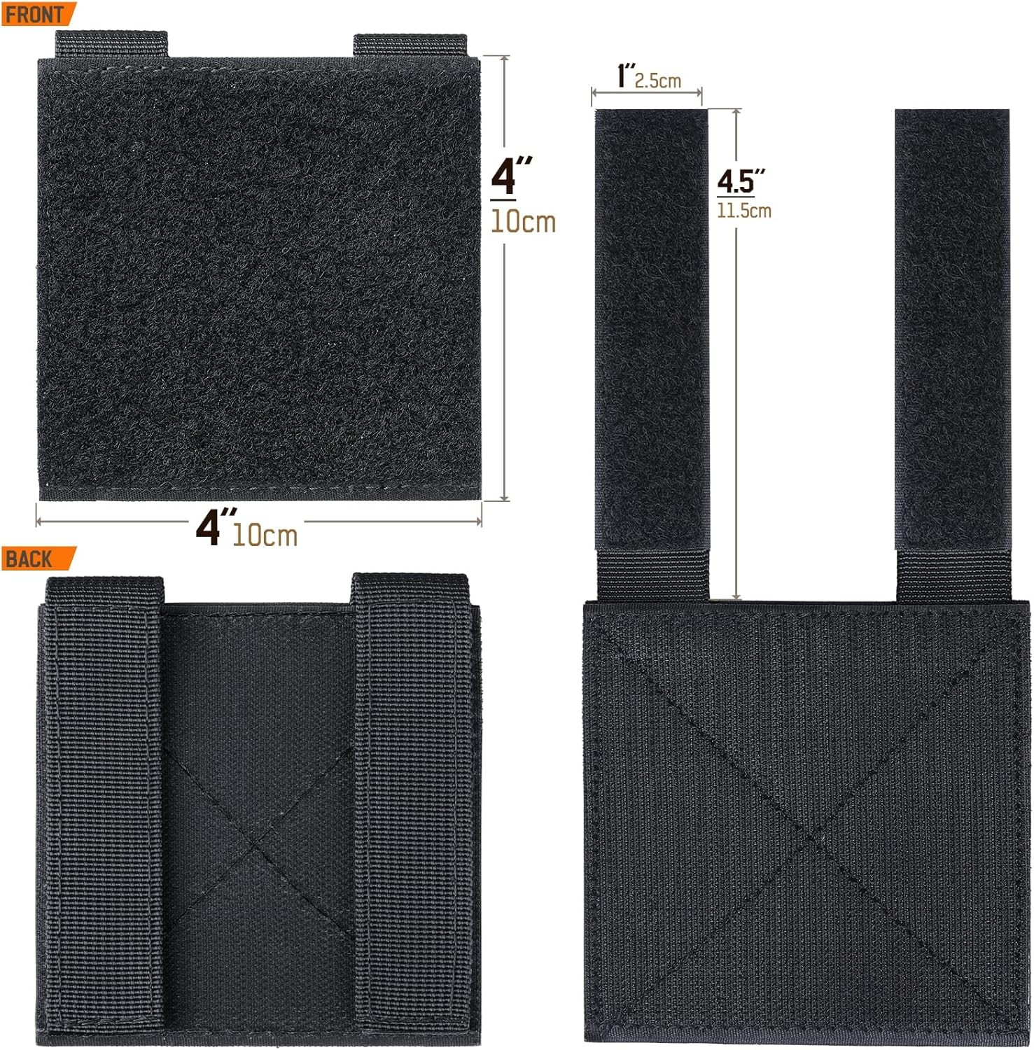 Molle Patch Panel,2/4 Pcs Tactical Hook&Loop Adapter Panel Morale Patch Board fo