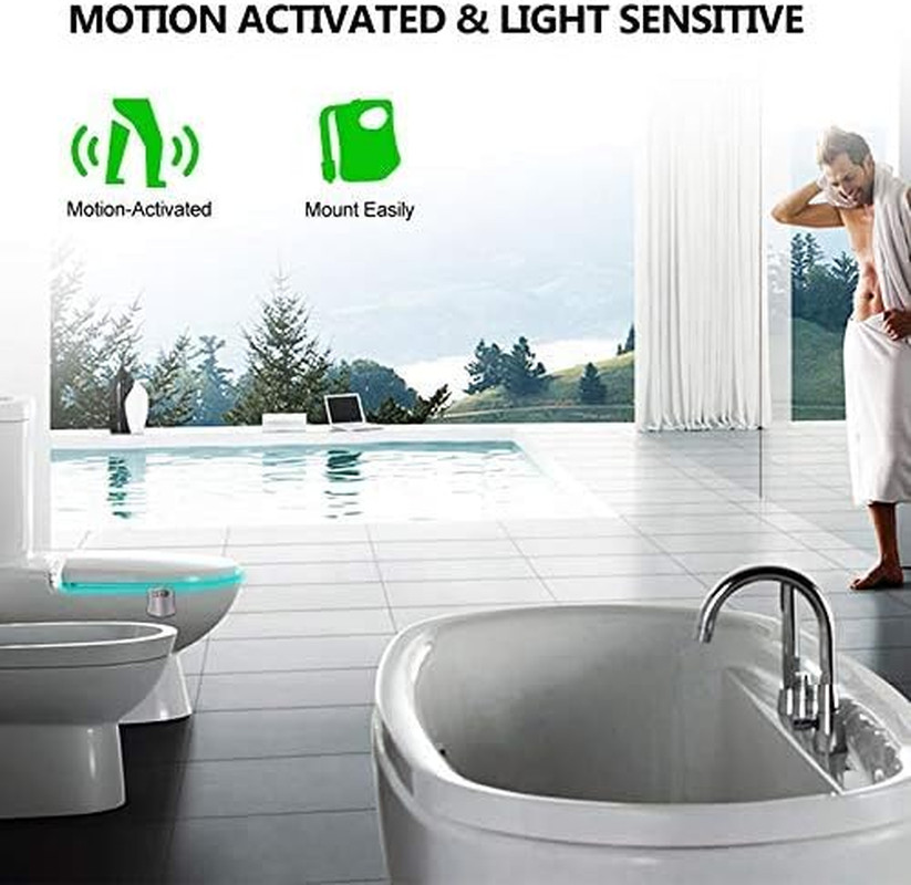Color Changing Toilet Night Light - Motion Sensor LED, UV Activated, Smart Light