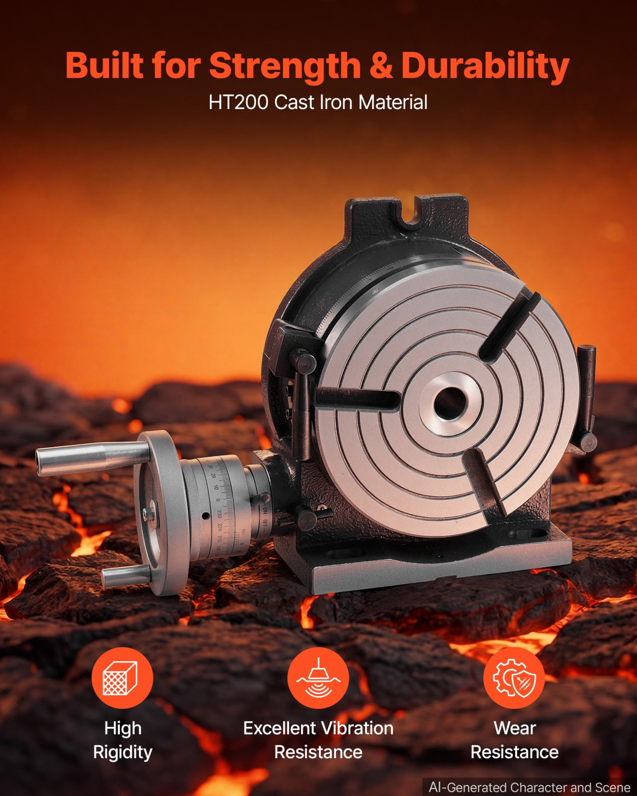 8" Horizontal Vertical Rotary Table Precision Milling Indexing Table Cast Iron