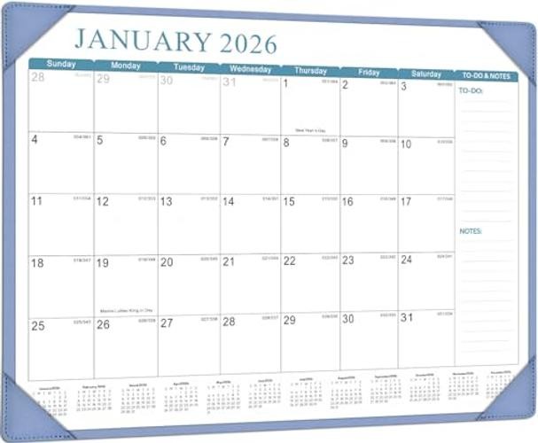 Desk Calendar 2026-2027, New Year Large Desk 22"x17"(Jan 2026-Jun 2027） Blue