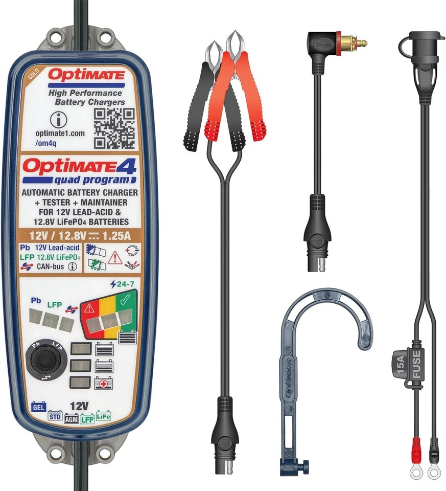 Optimate 4 Quad Program Premium Edition TM631-PR Gold 9-Step Battery Charger