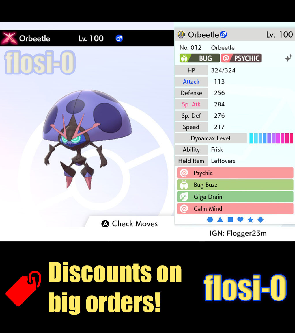 6IV Ultra Shiny Orbeetle Gigantamax Pokemon Sword and Shield (Square Shiny)