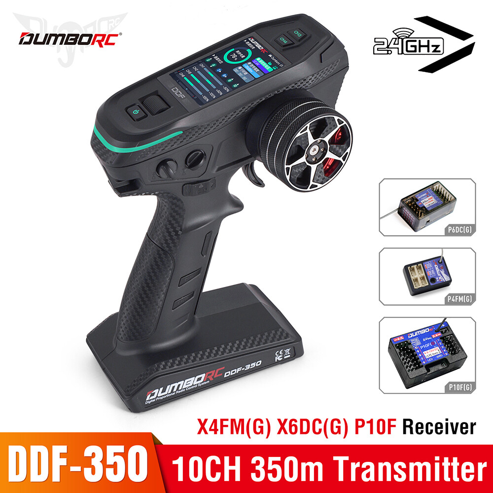 DUMBORC DDF-350 Transmitter w/ Receiver 2.4G 10CH for RC Car Boat Tank LCD FHSS