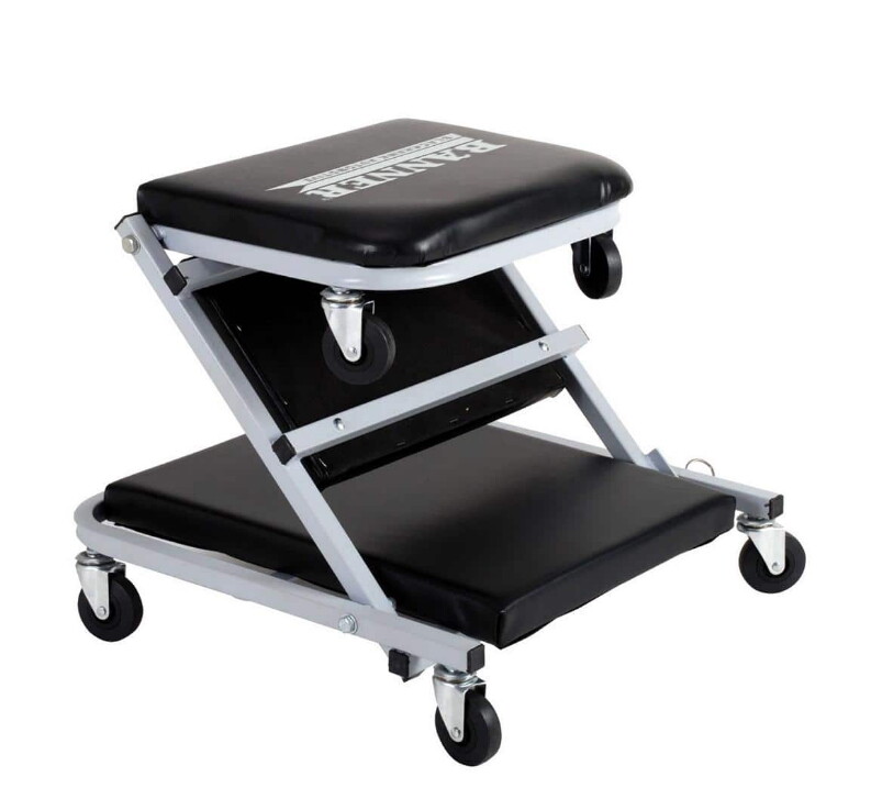 Black Mechanics Foldable Z Creeper Shop Rolling Casters Auto Cushion Seat Garage
