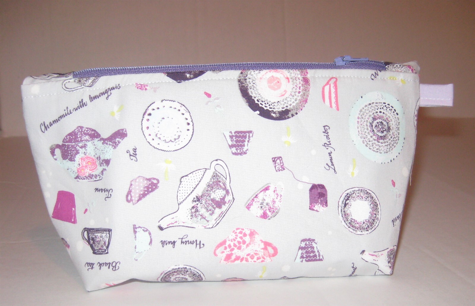 Makeup Bag/Zippered Pouch - Handmade - Wonderland Pret-Tea State