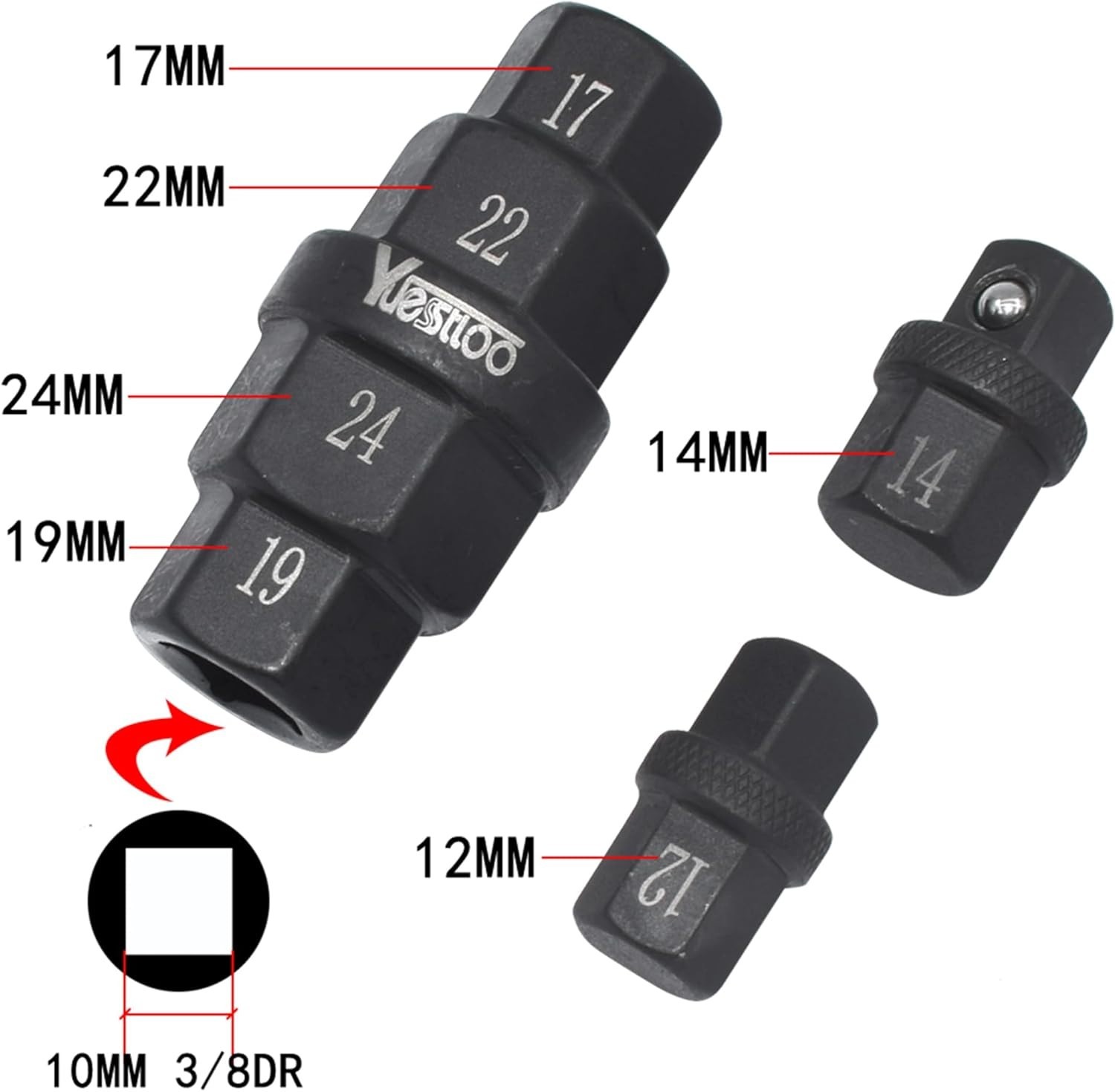 Hex Axle Tool for Motorcycle Front Axle Wheel, Allen Axle Spindle Socket Adapter