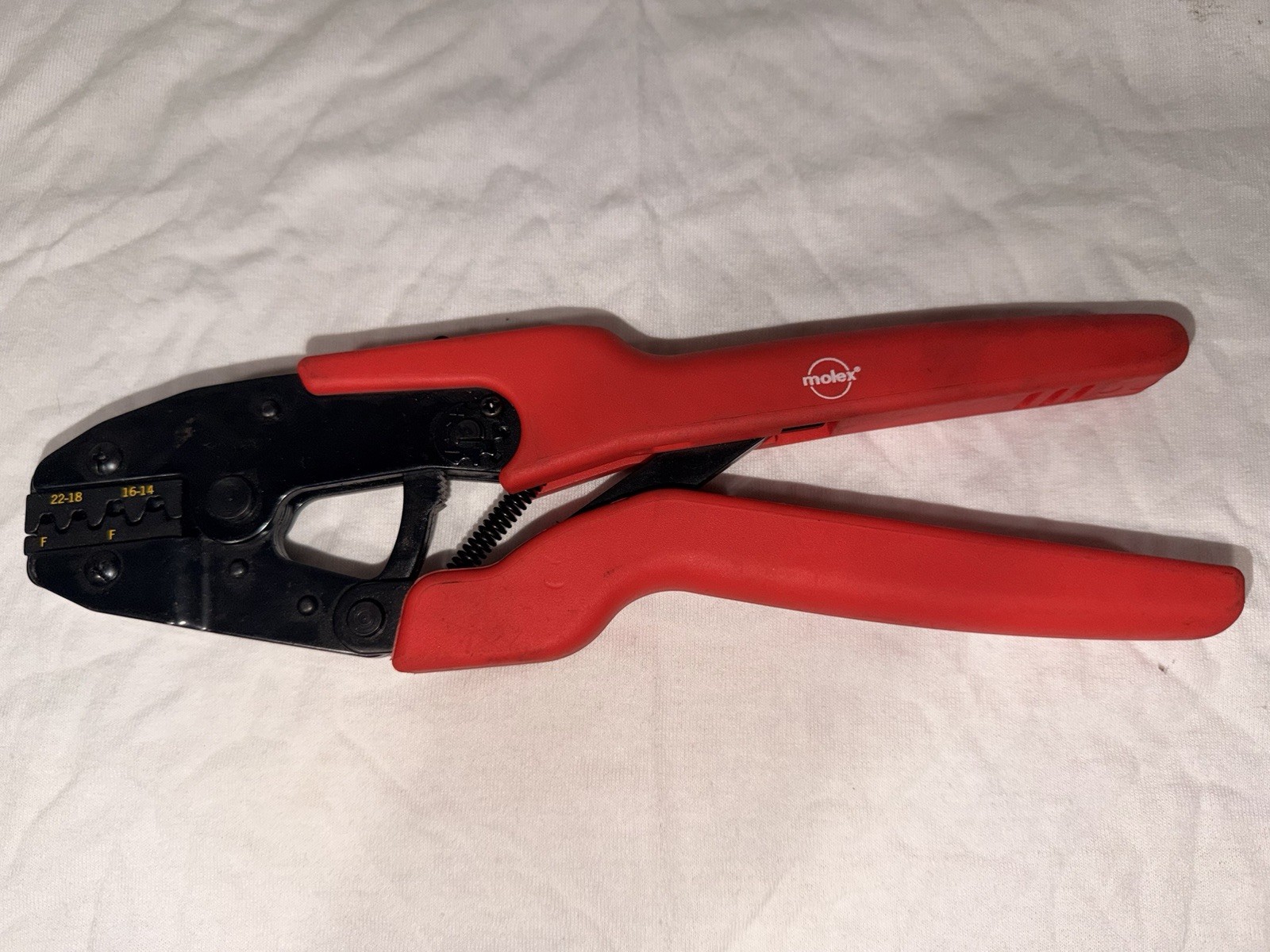 Molex 0035 Hand Crimper Tool Pliers 22-18/16-14 AWG Red Handles