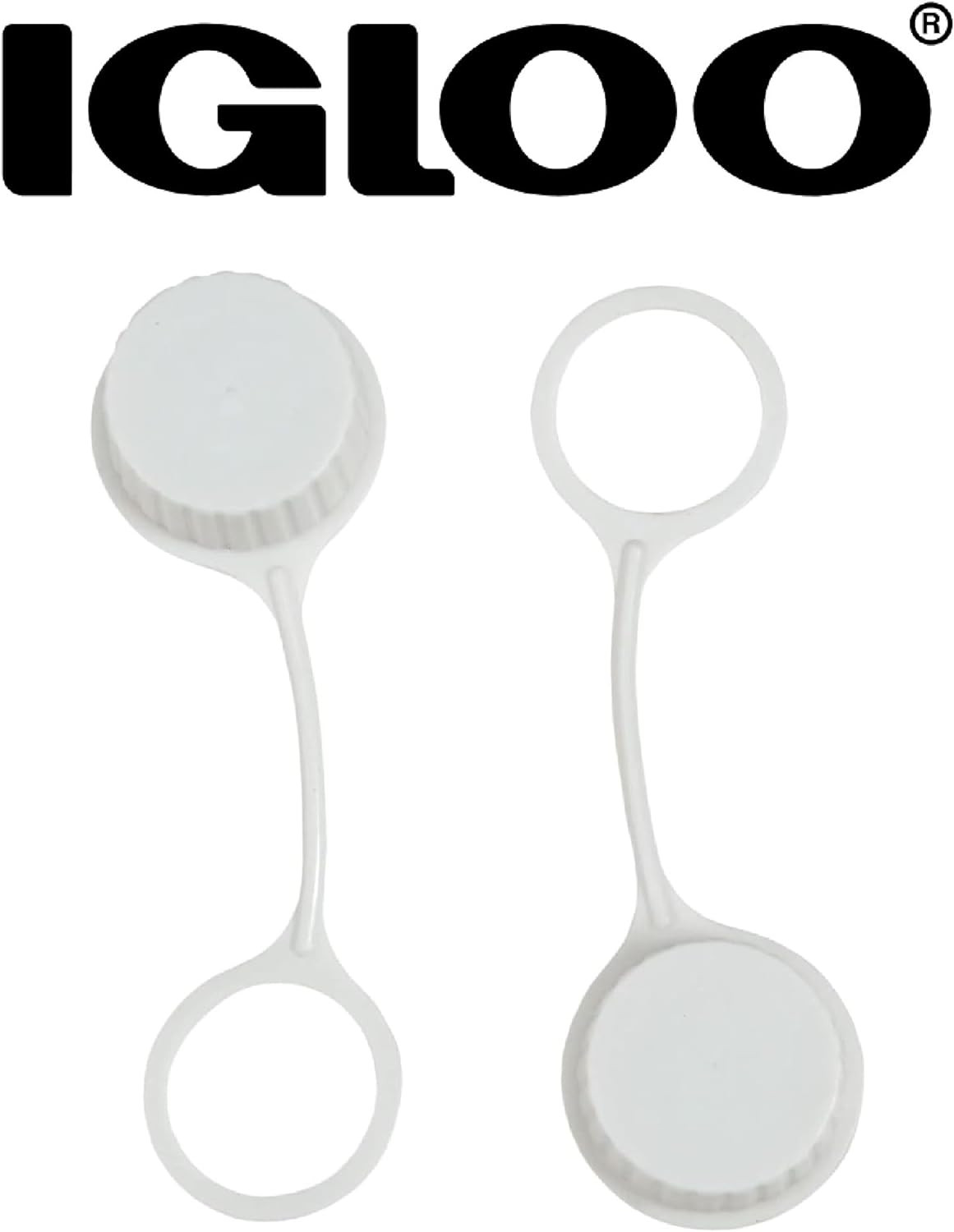 Cooler Threaded Drain Plug Caps with Plastic Tether 20049 White Small