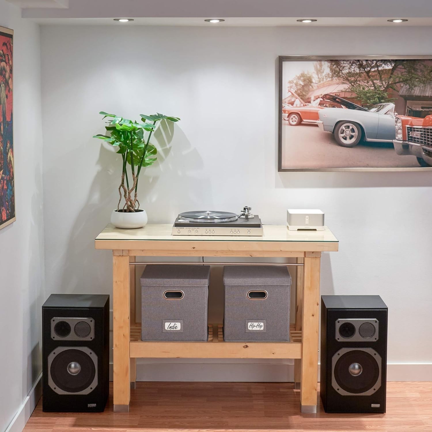 Decorative Vinyl Record Storage Box for 50+ Single Records - Sturdy and Easy ...