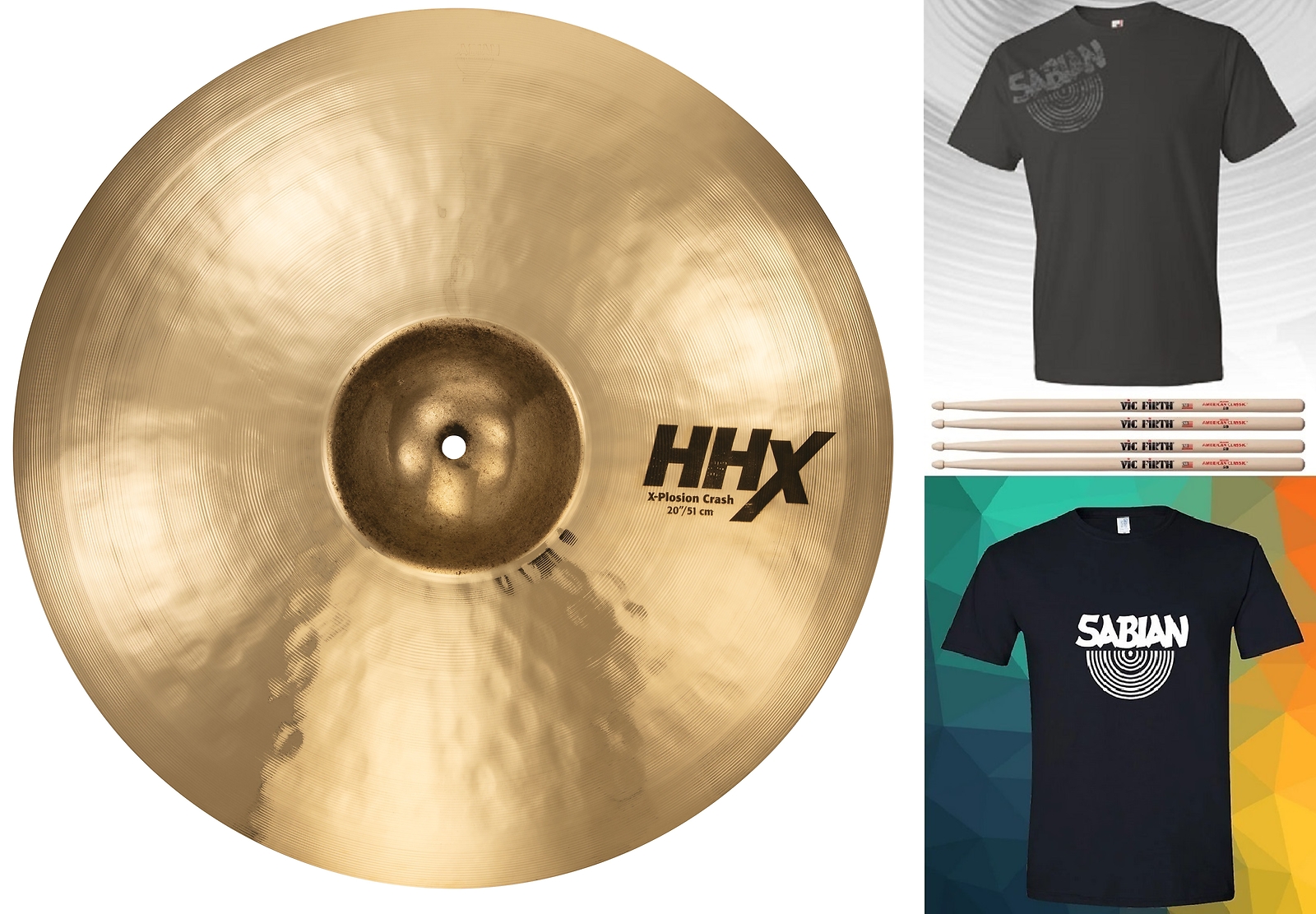 Sabian HHX 20" X-Plosion Crash Cymbal Brilliant Finish +Shirt&Sticks Auth Dealer