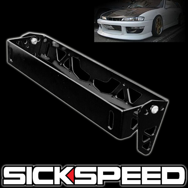 LICENSE PLATE TILT RELOCATION BRACKET FRONT BUMPER BILLET MOUNT HOLDER BLACK P1