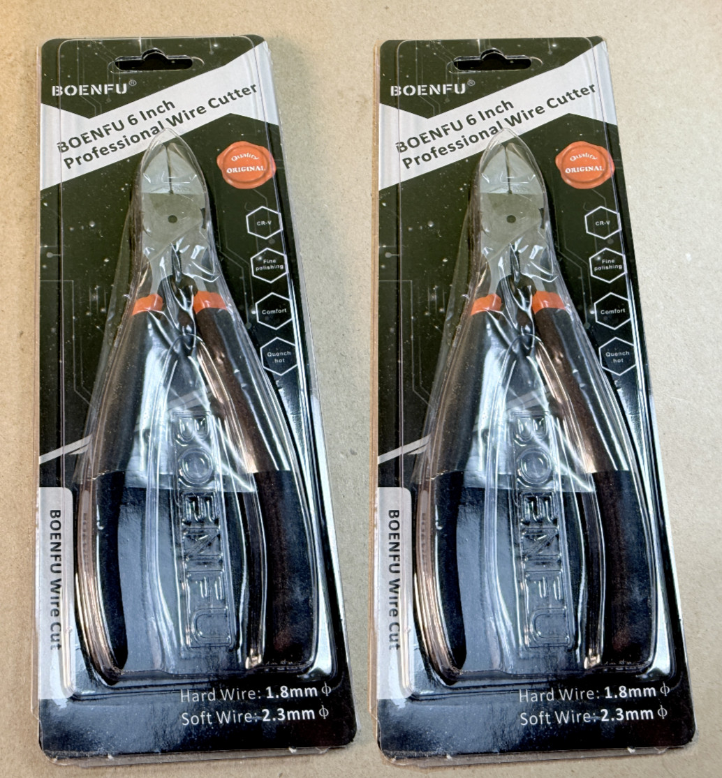 2 Heavy Duty 6 in Flush Cut Diagonal Wire Cutters w Spring Action Boenfu BF-22