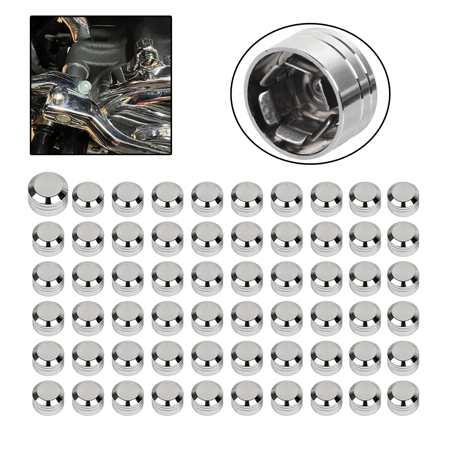 60PCS Chrome CNC Engine Topper Bolt Covers For Harley Road King Glide FLTR FLTRX
