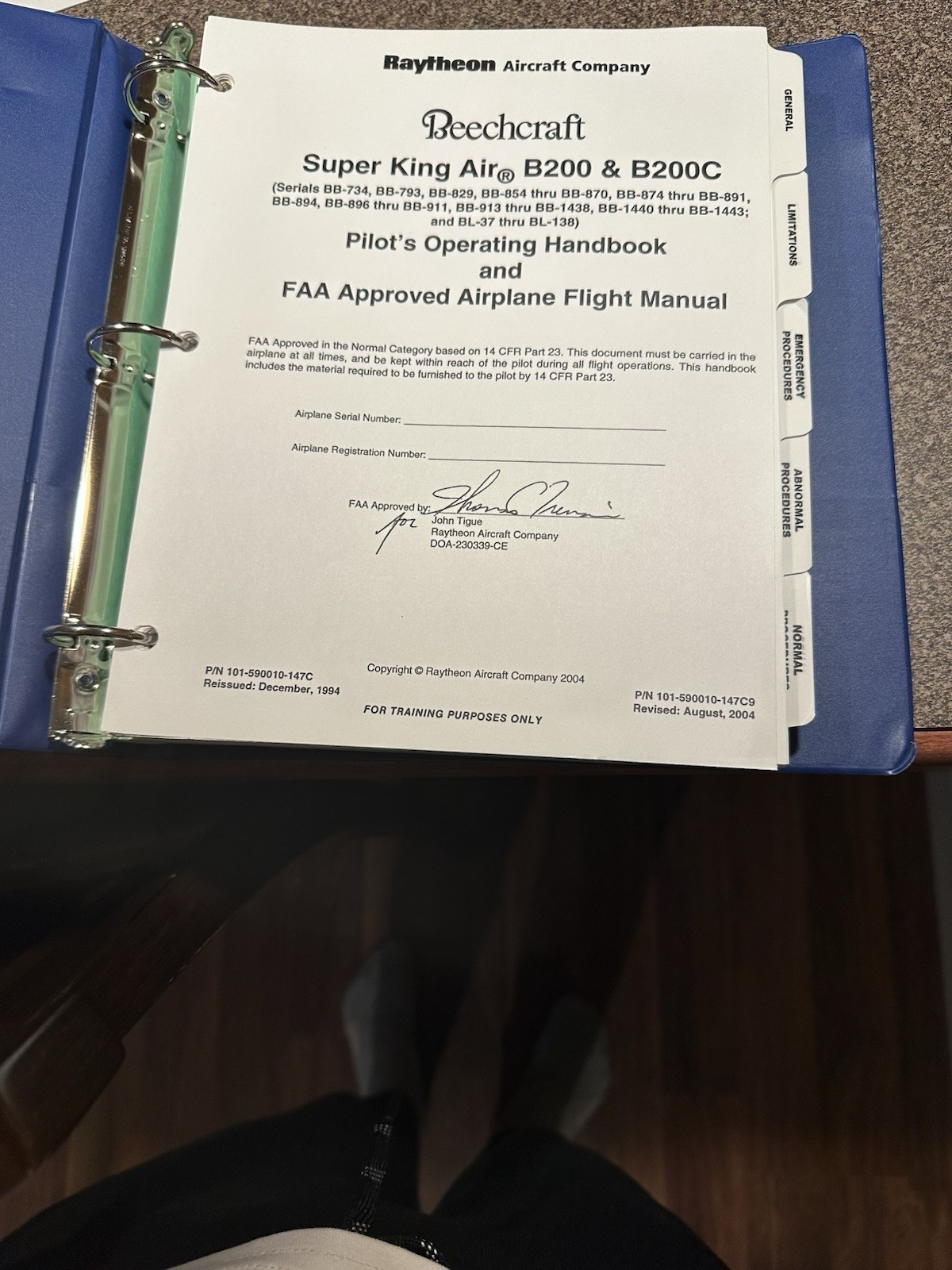 Beechcraft Super King Air B200 & B200C Pilot’s Operating Handbook- Flight Safety
