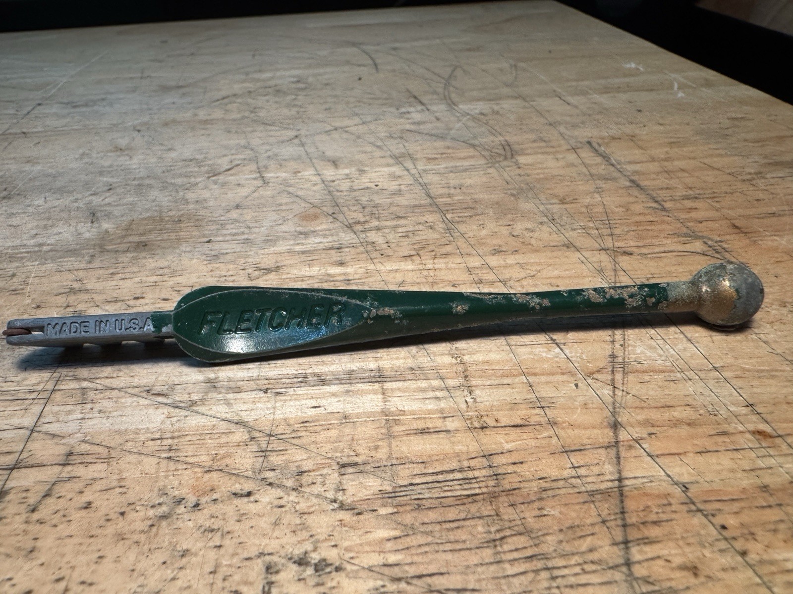 Vintage 1950s-1960s Fletcher No. 02A Glass Cutter Green Handle Ball End USA