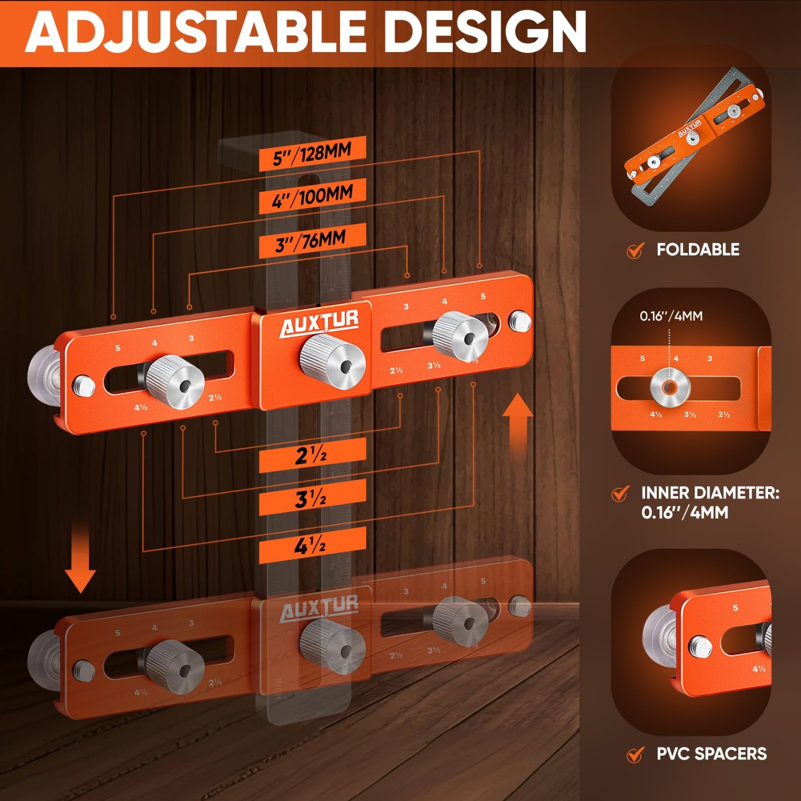 Adjustable Cabinet Hardware Jig Tool with Deep Hole Pencil & Alignment Guide - D