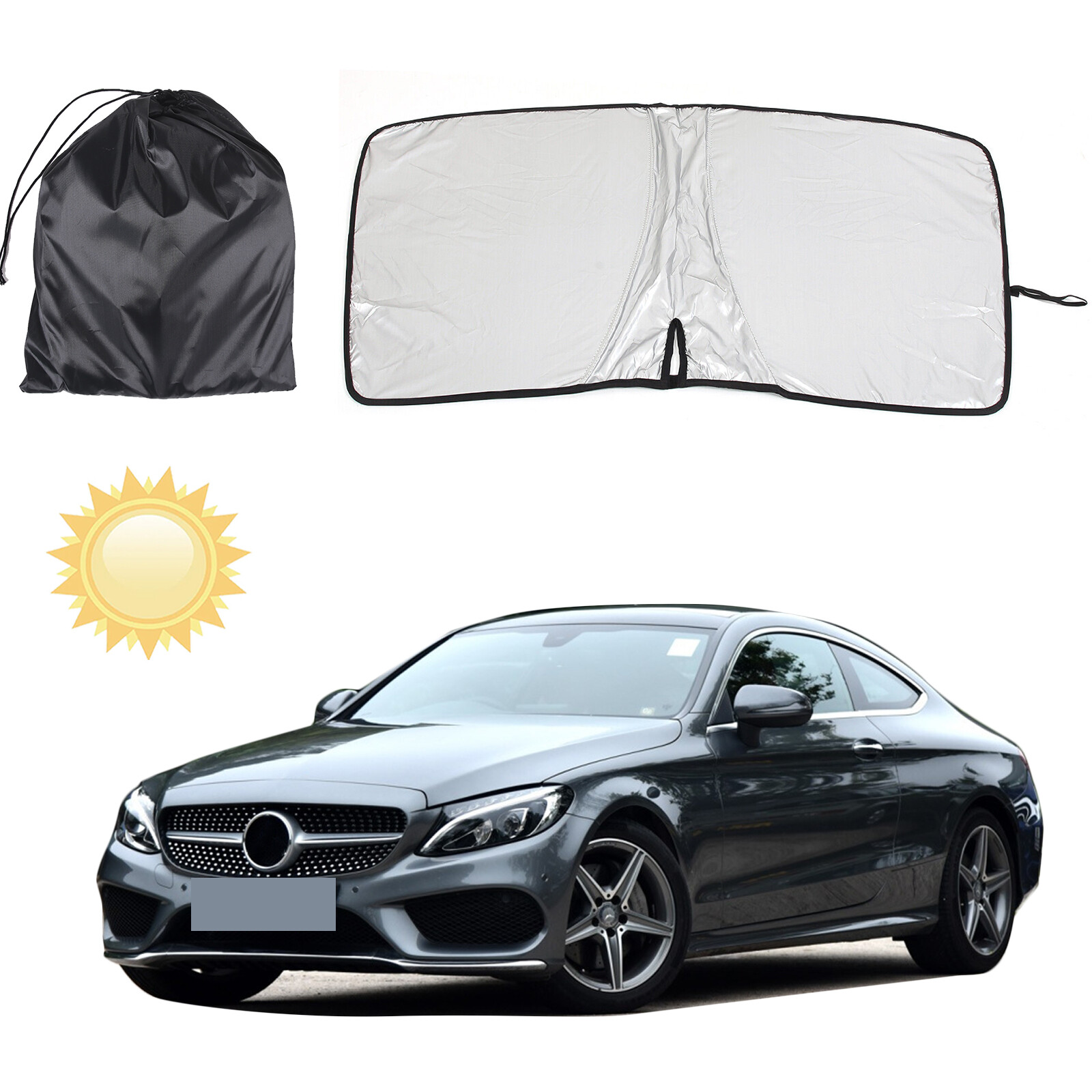 Foldable Windshield Sun Shade UV Protection Custom Fits Mercedes C-Class W205