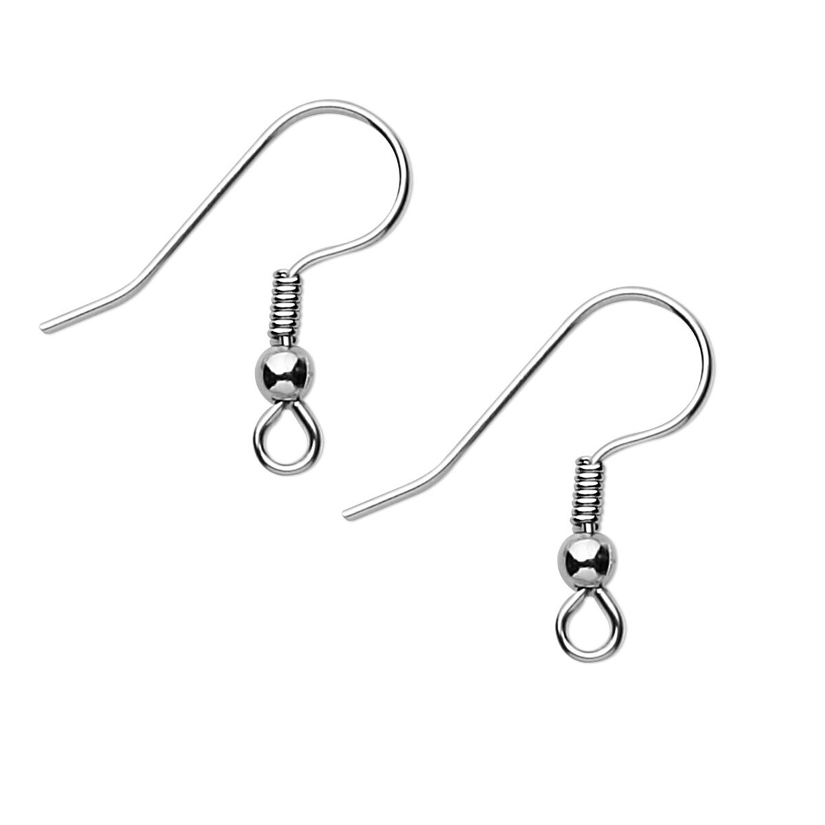 10 Stainless Steel 17mm Fishhook Ear Wires with 21 Gauge 3mm Ball & 4mm Coil