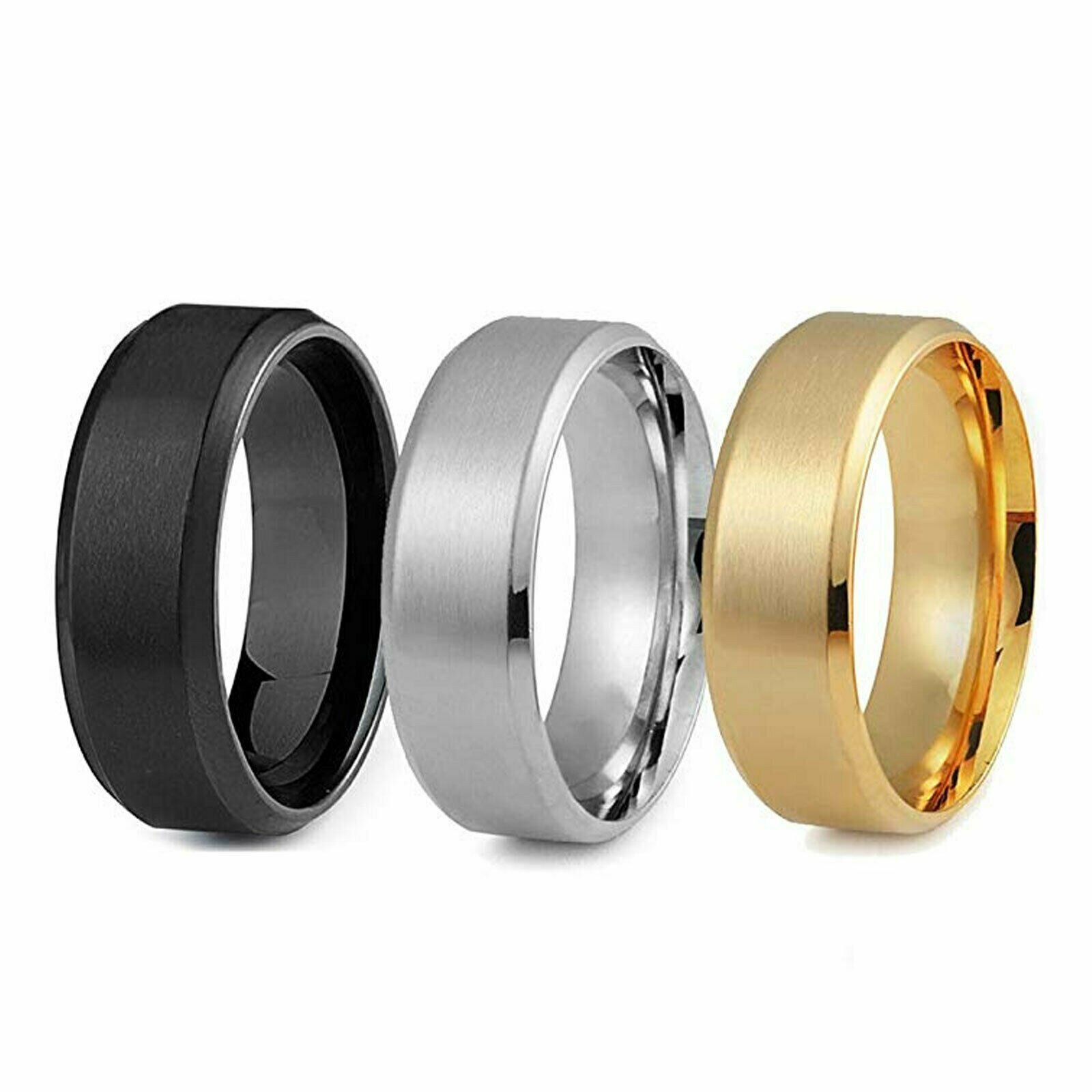 3 Color Set Stainless Steel Rings Size 6-12 Unisex Hip Hop Jewelry Women Men
