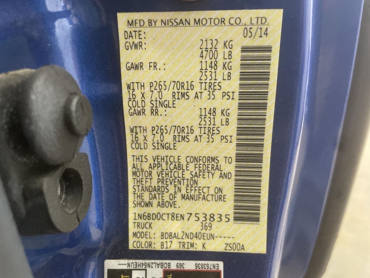 Air Cleaner 4 Cylinder 2.5L Fits 05-19 FRONTIER 1064796