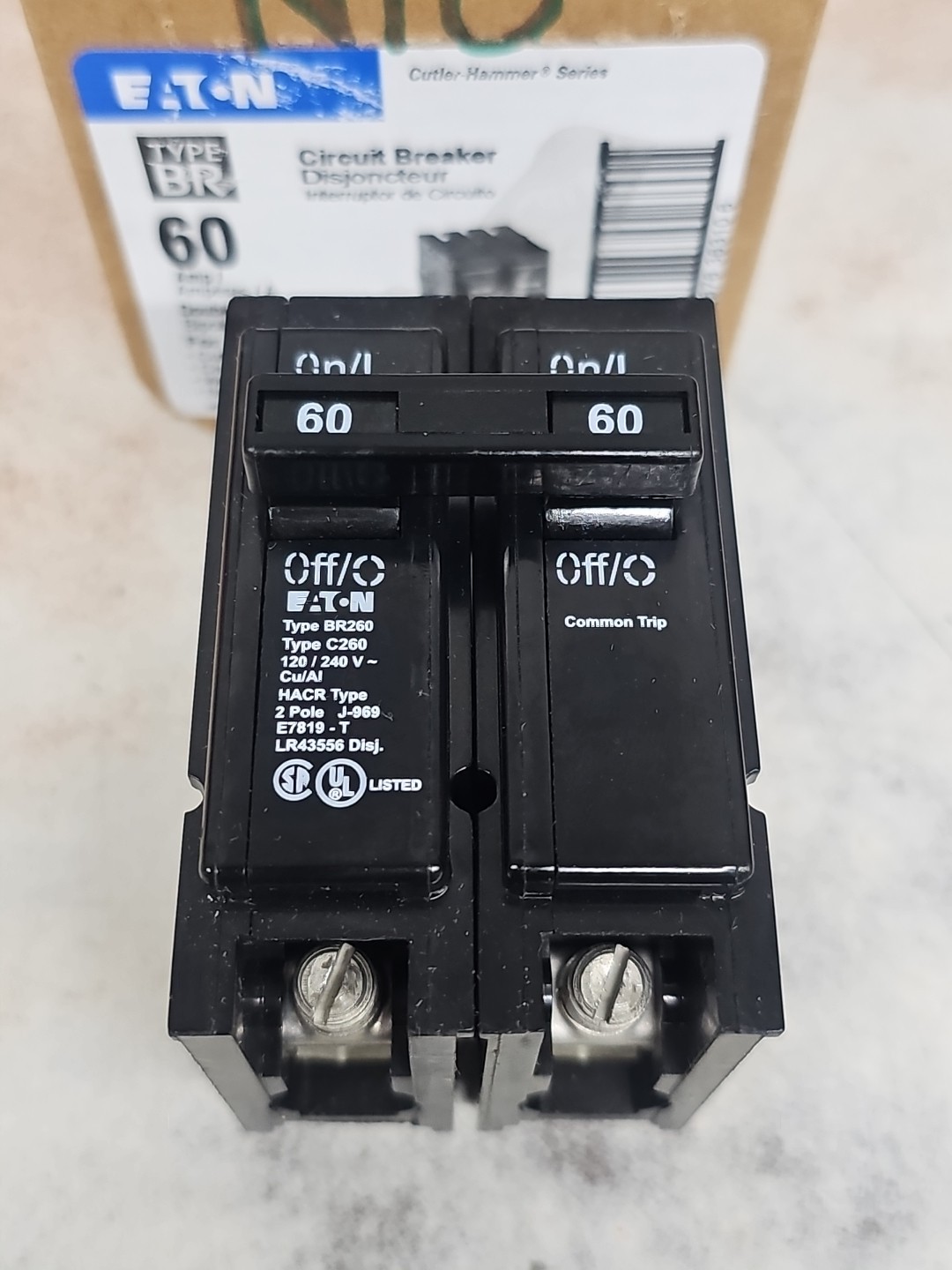 Cutler Hammer BR260 Circuit Breaker 60A 60 Amp 2 Pole 120/240V NTO