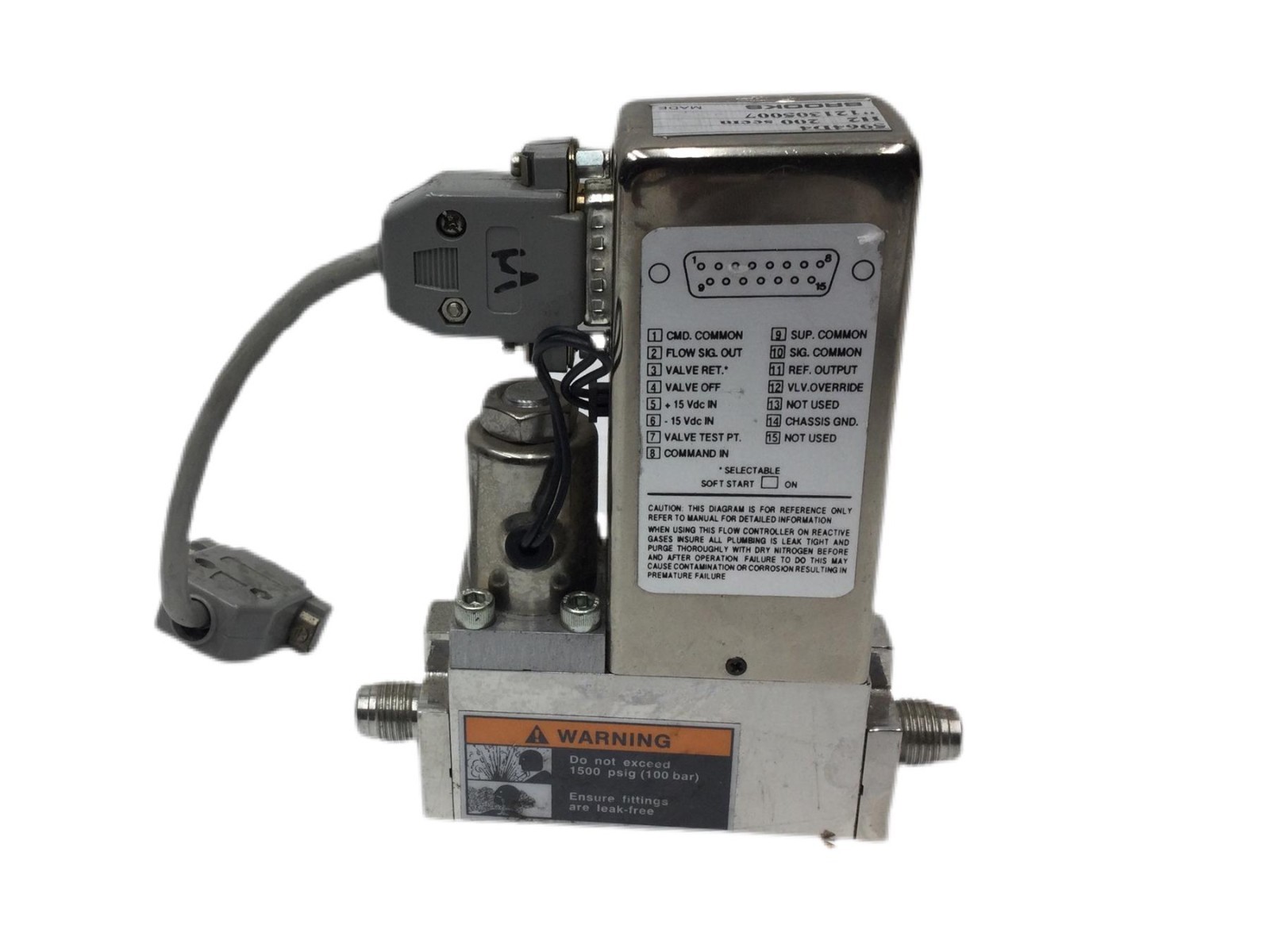 Brooks Instrument MFC Mass Flow Controller H2 200 SCCM RS485 1500psig