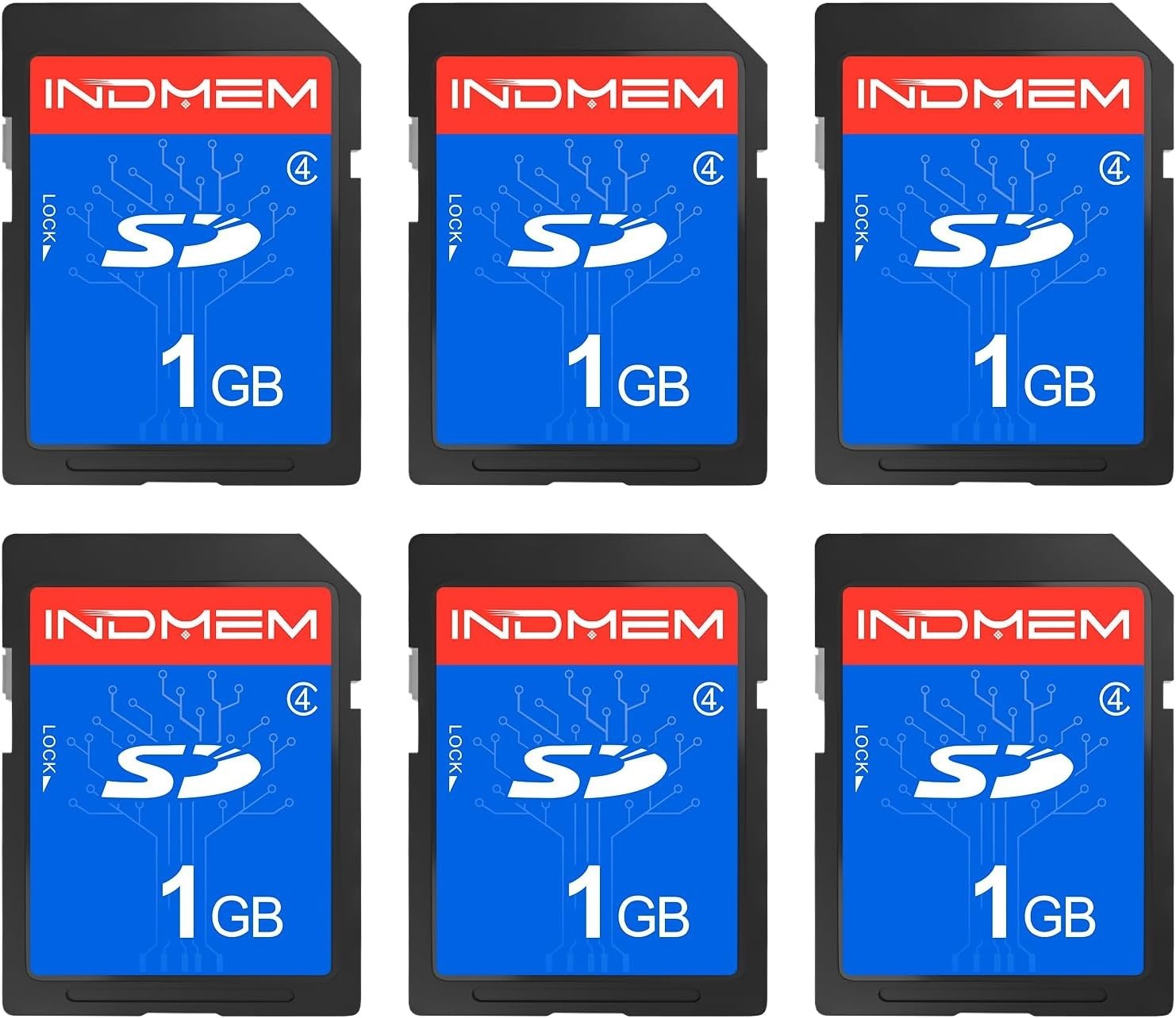 INDMEM SD Card 1GB, 6 Packs Class 4 1GB Flash Memory Card MLC Standard Secure...