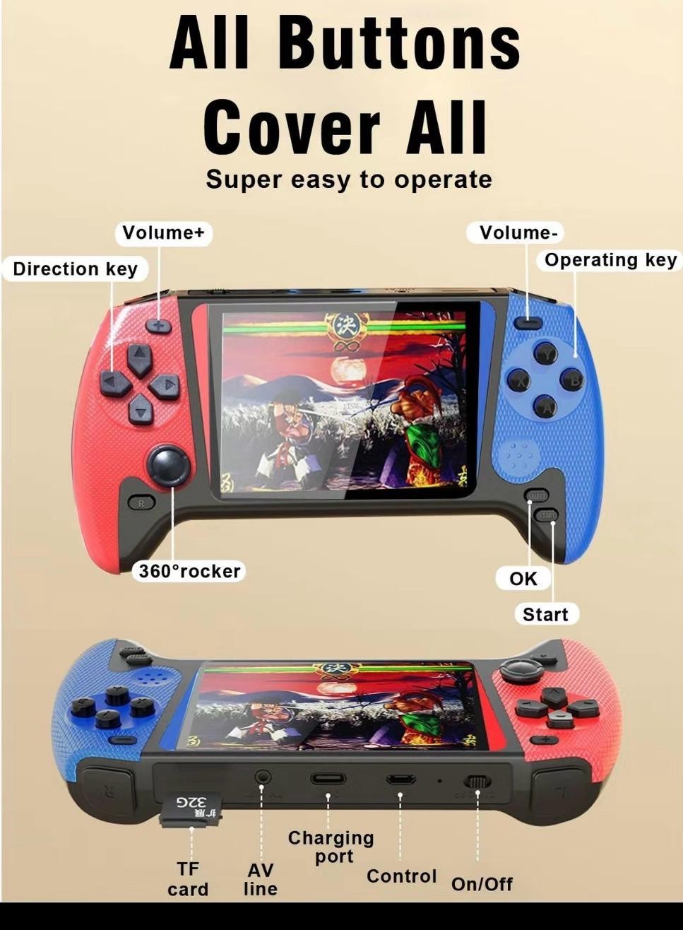 Handheld Double Player Game Console With 500games,3.5inch Screen, Classic Retro