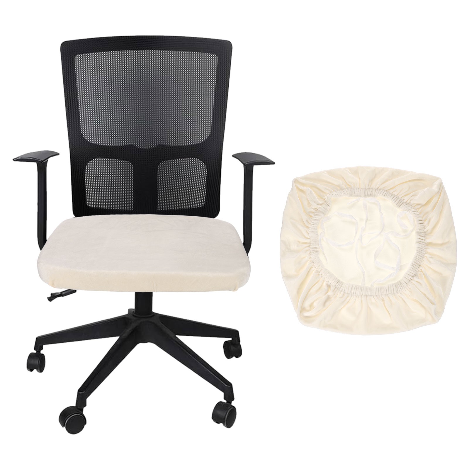 Office Chair Cover, Soft Computer Chair Seat Slipcover, L(45-48cm), Beige