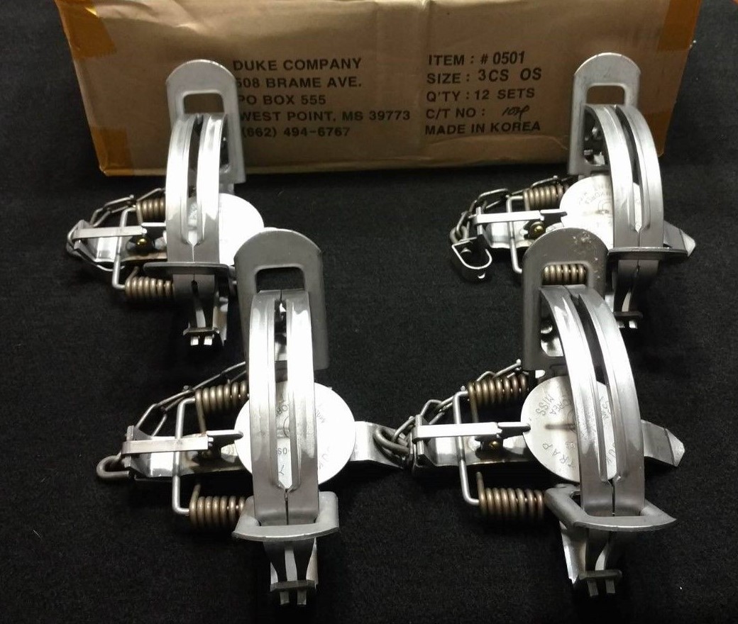 4 DUKE # 3 OFFSET COIL SPRING TRAP TRAPPING COYOTE BOBCAT TRAP