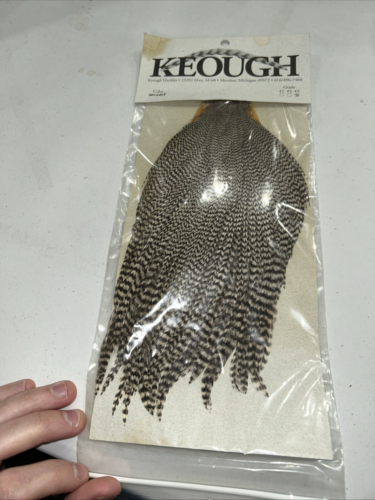 Keough Rooster Cape Grizzly Grade 3 Fly Tying Fishing
