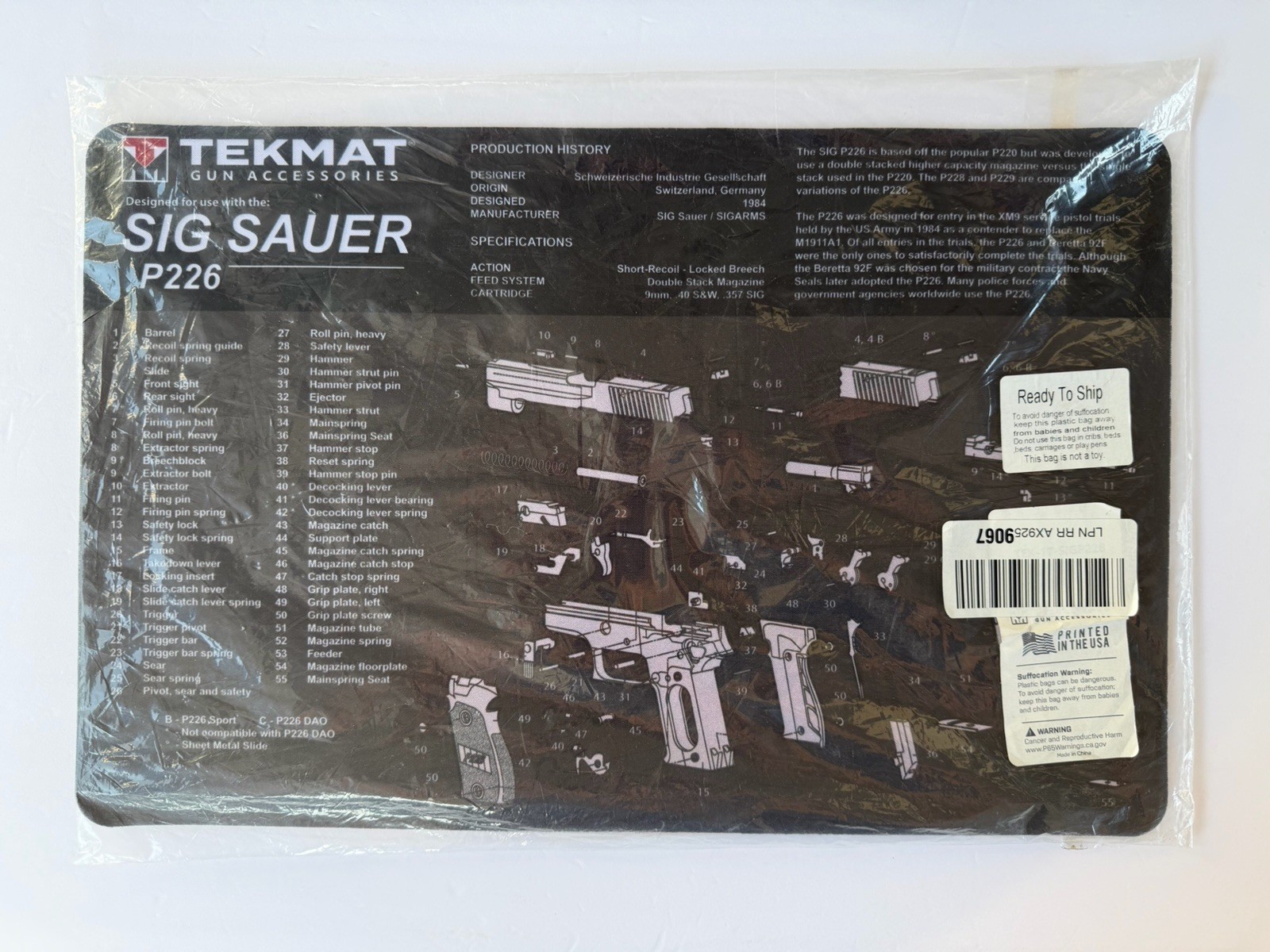 NEW SEALED TekMat Original Gun Cleaning Mat Pad 11" x 17" Sig Sauer P226