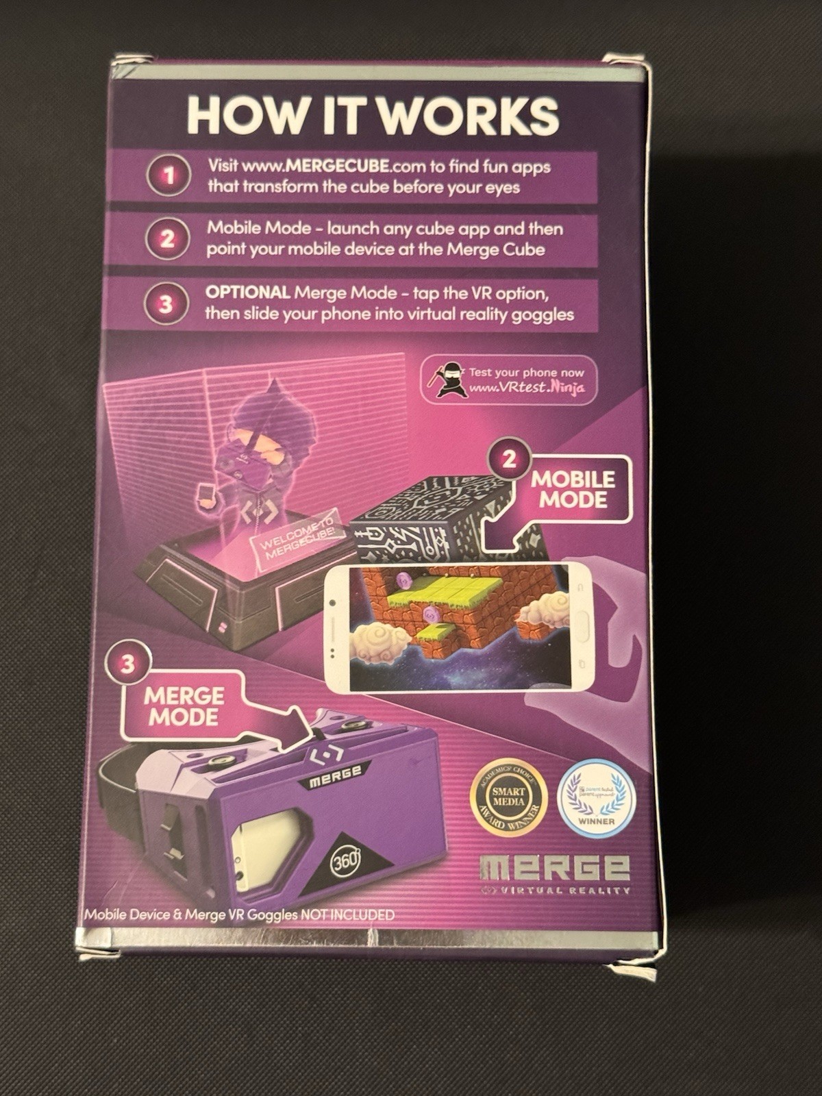 Merge AR/VR Cube for Mobile Phone - Black, iPhone & Android Compatible