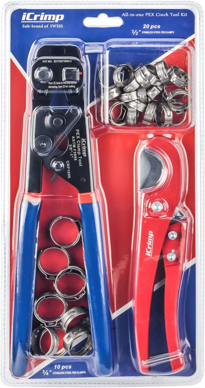 PEX Crimping Tool Kit,Cinch & Removal Tool for 3/8-1" Clamps|Crimp & Remove Tool