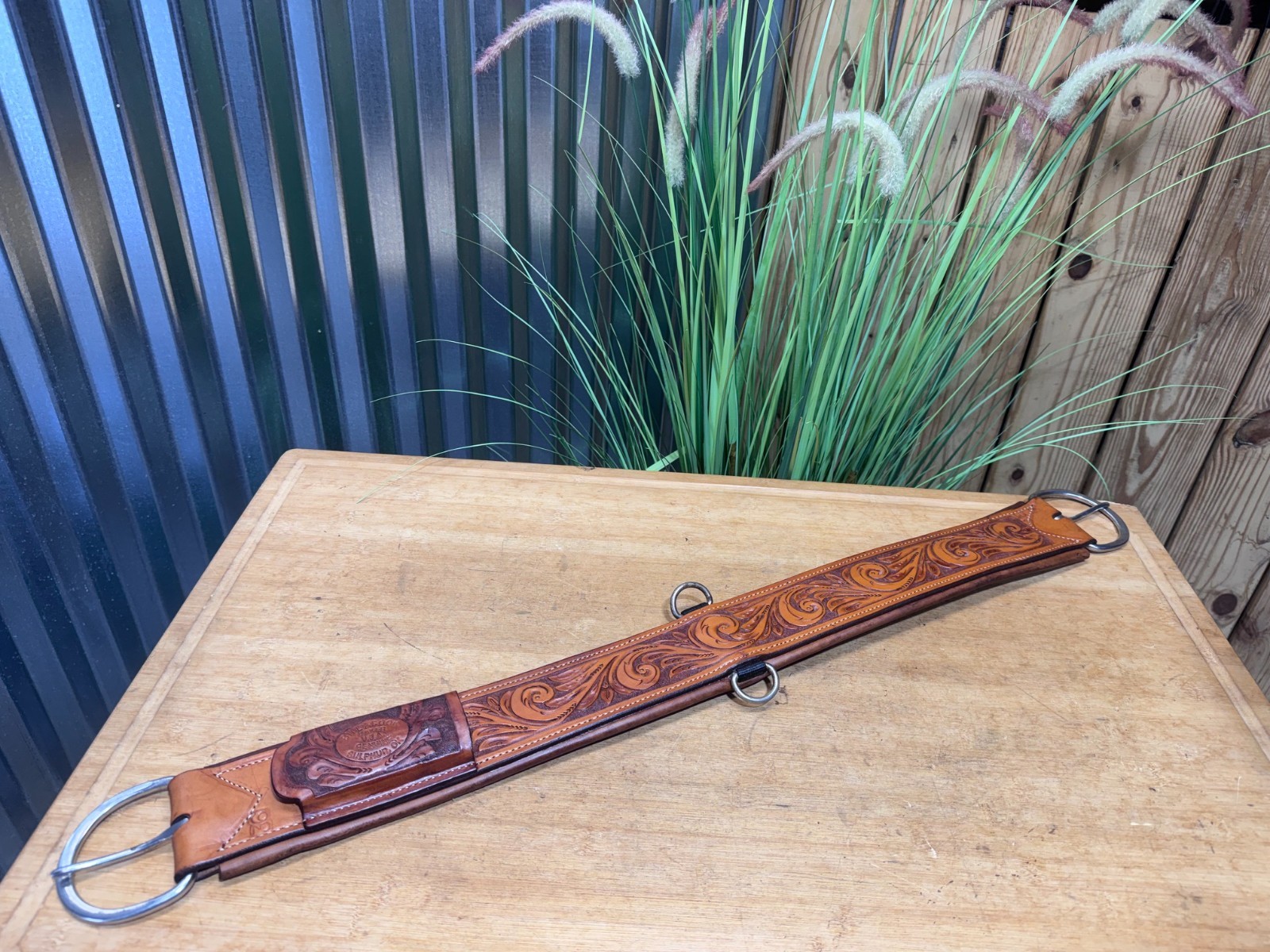 BILLY COOK Tooled Leather Western Horse Saddle Cinch Girth ~36"
