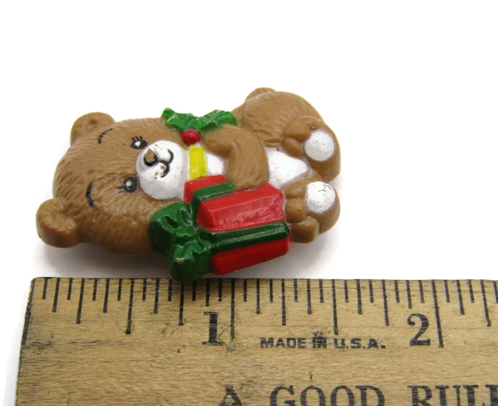 Christmas Teddy Bear Present Pin Vintage