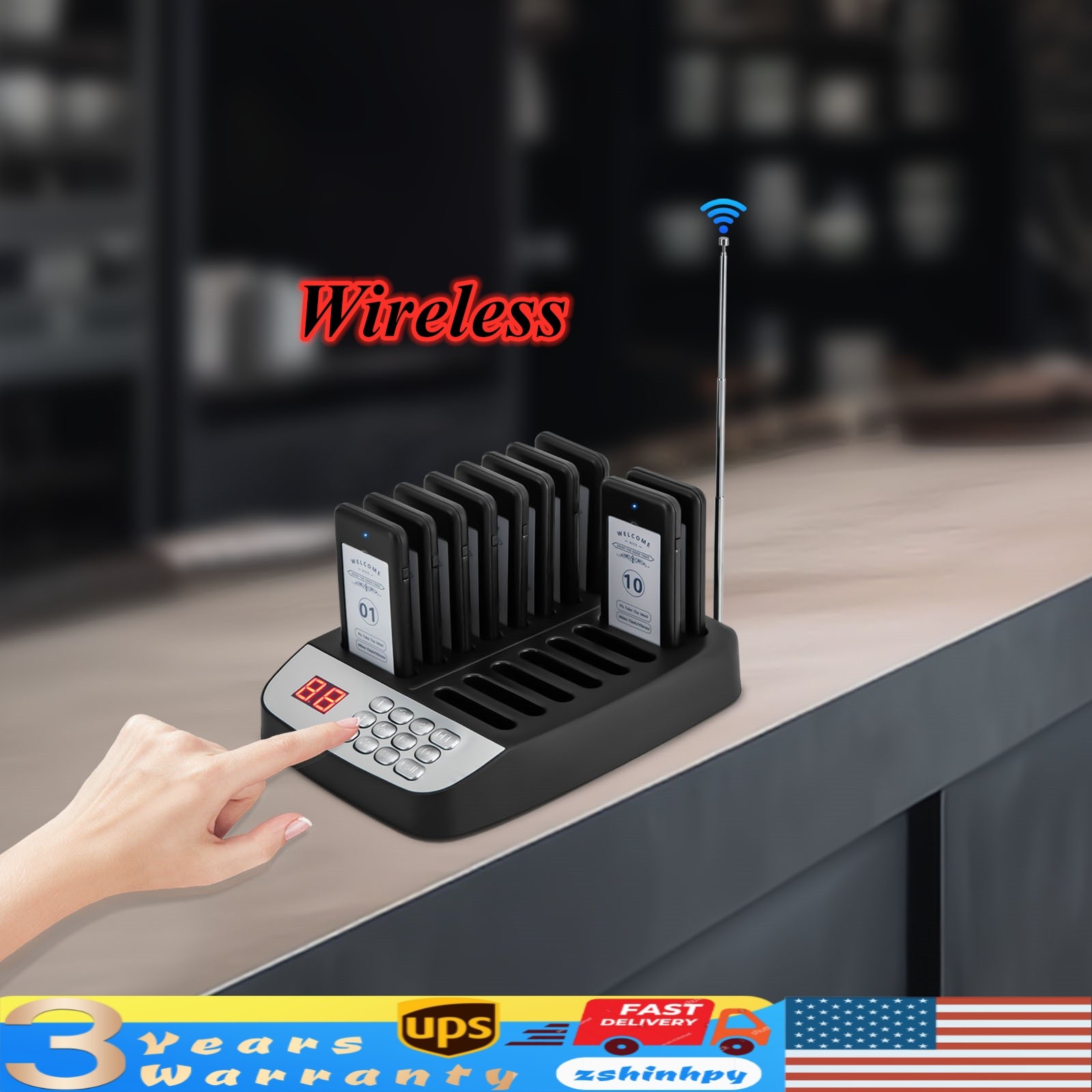 Restaurant Pager System Guest Queuing 10 Buzzer for Food Truck Clinic Club Cafe