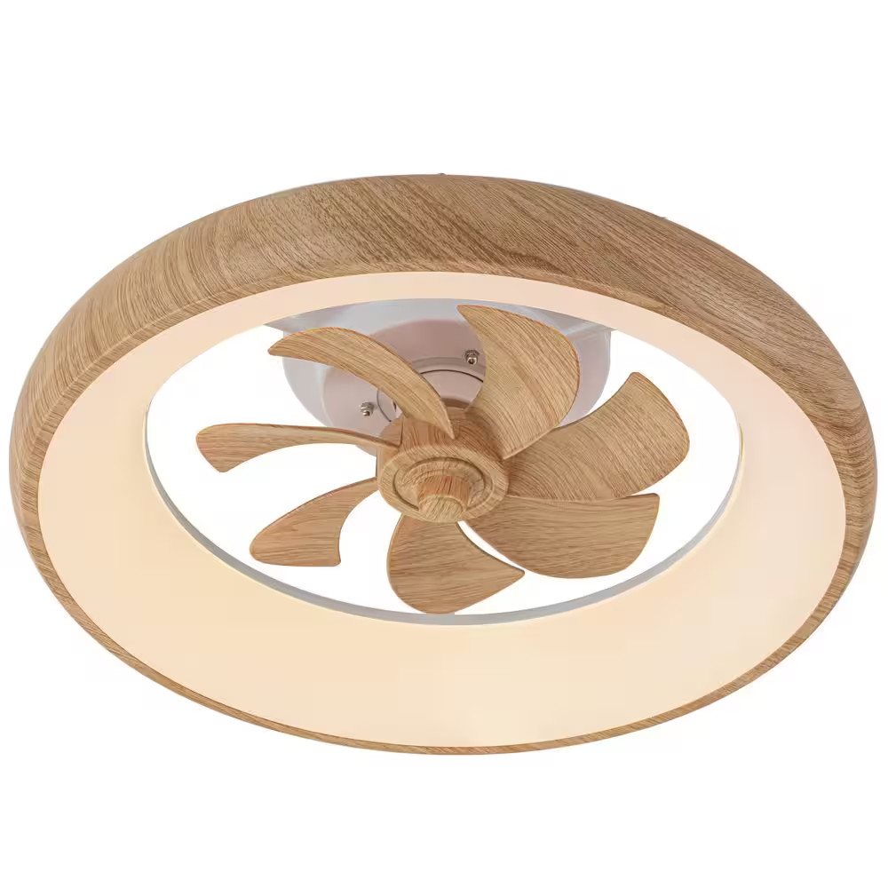 20 In. Dimmable Integrated LED RGB Smart Indoor Woodgrain Low Profile Ceiling Fa
