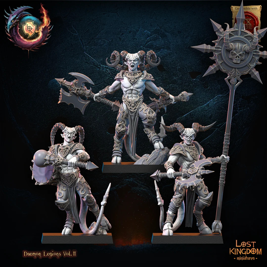 Daemonic Myrmidons Command Group - 28mm Heroic Daemon - Resin Tabletop Miniature