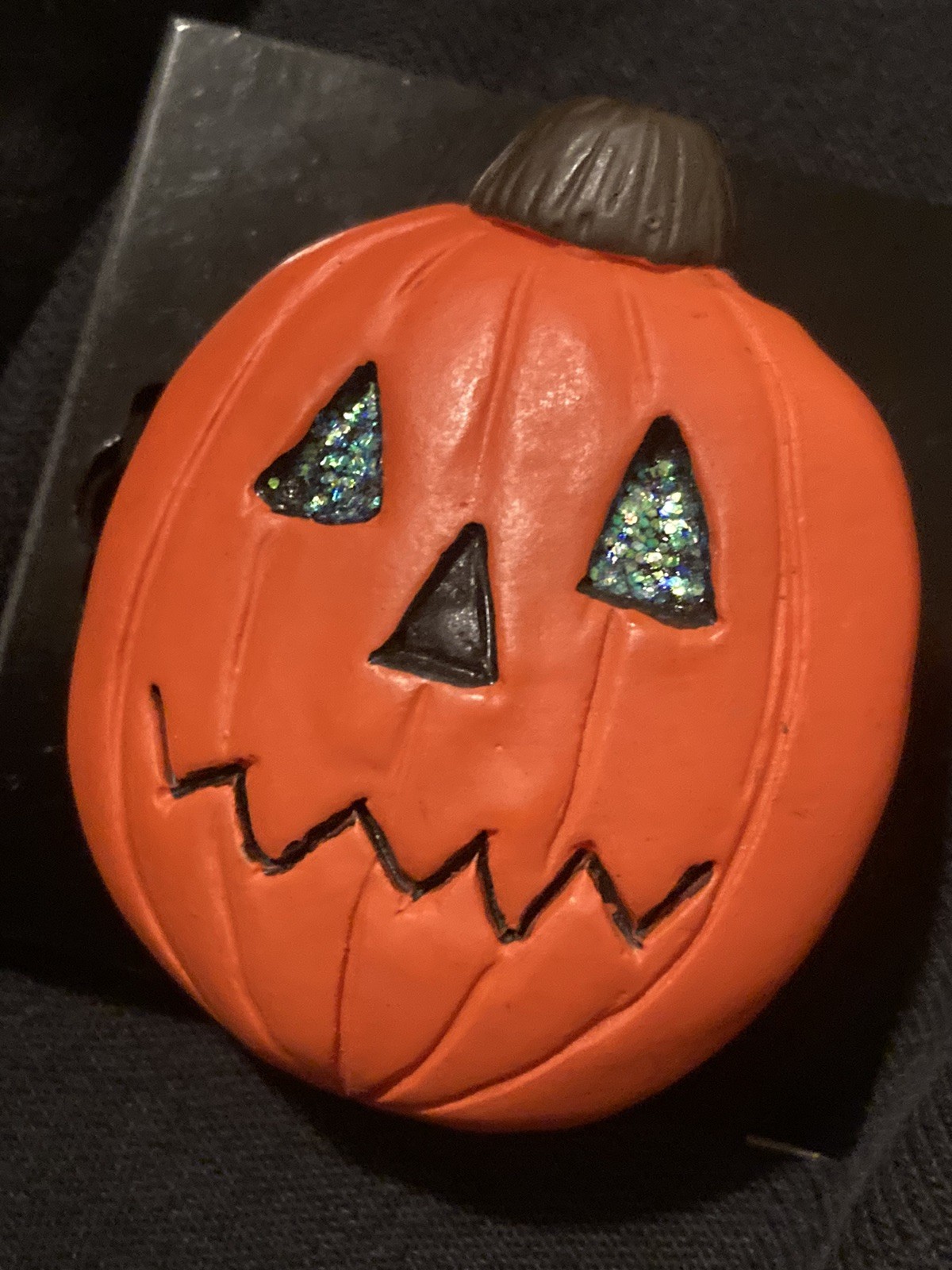 2” Sparkly Eyed Jack-O-Lantern Brooch/Pin Halloween Pumpkin