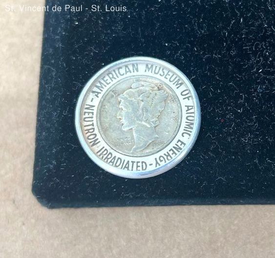 1942 American Museum of Atomic Energy Encased Irradiated Mercury Dime