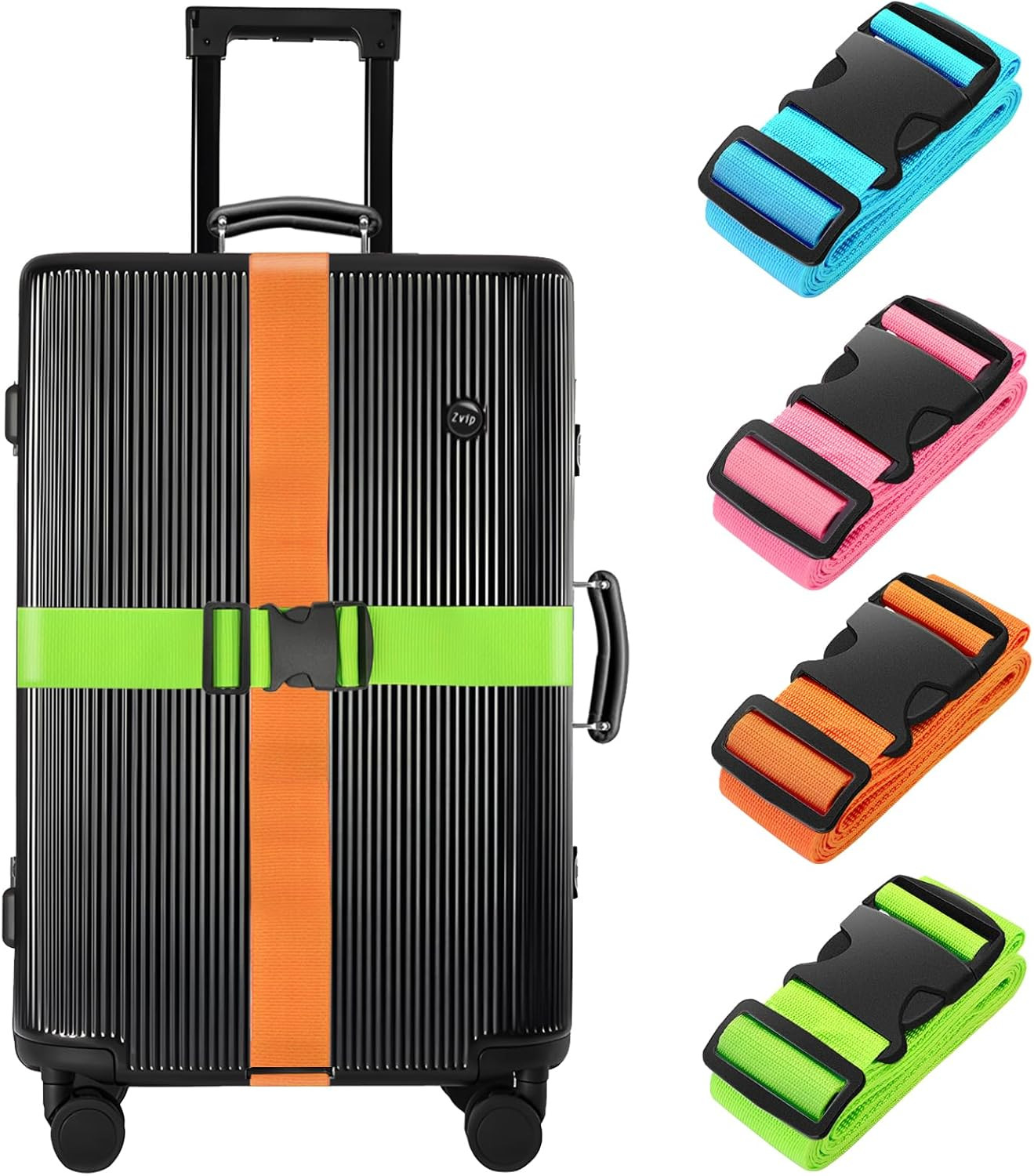 BILIONE 4 Pack Luggage Straps 79" Long Belts Keep Suitcase Secure While