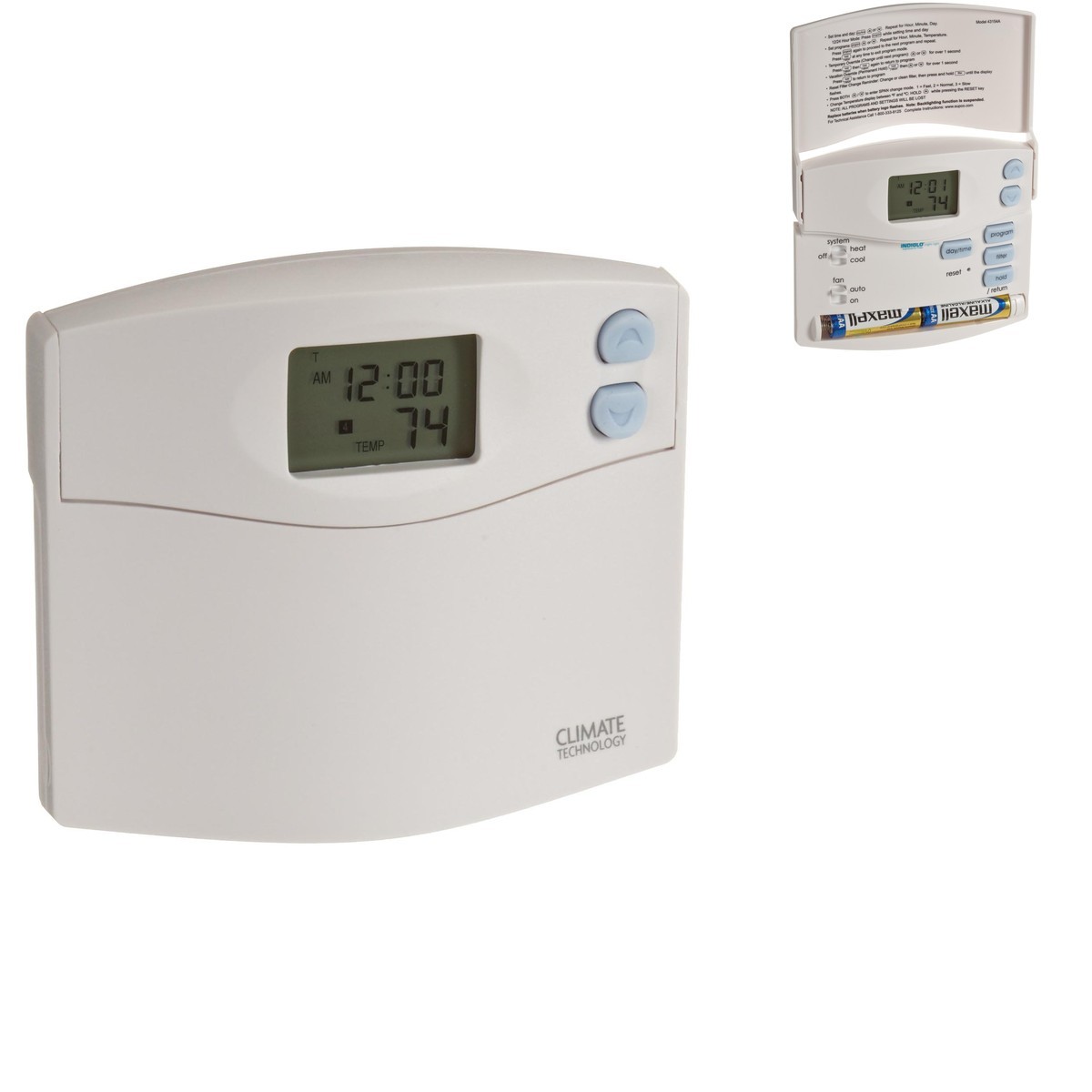 Supco 43154 Programmable Wall Thermostat Blue Night Light 45-95°F 20-30VAC