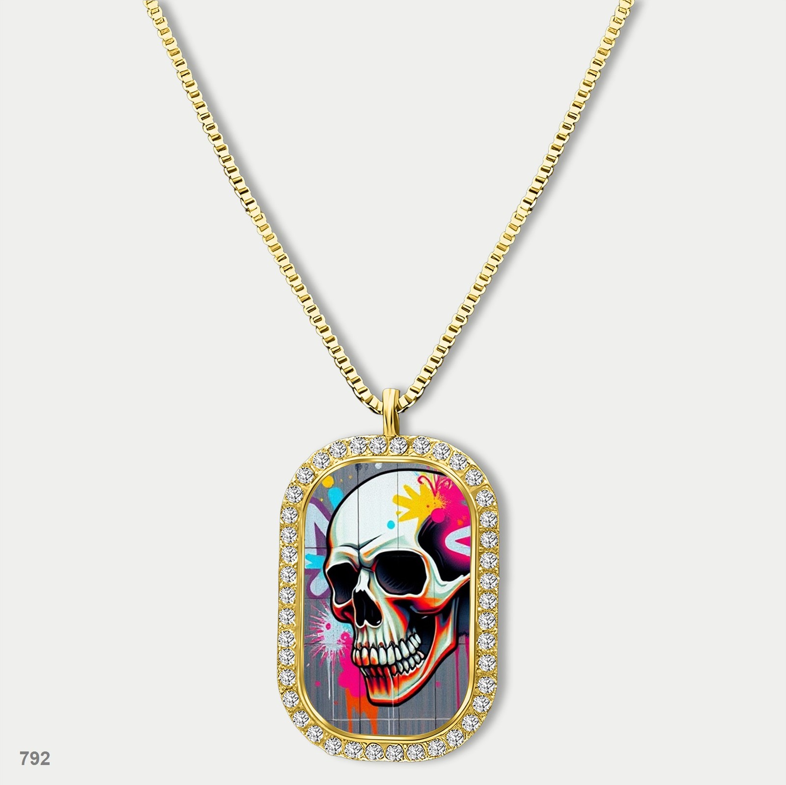 Gorgeous Skeleton Graffiti Skull Fashion Pendant Necklace Chain Photo Dog Tag Ch