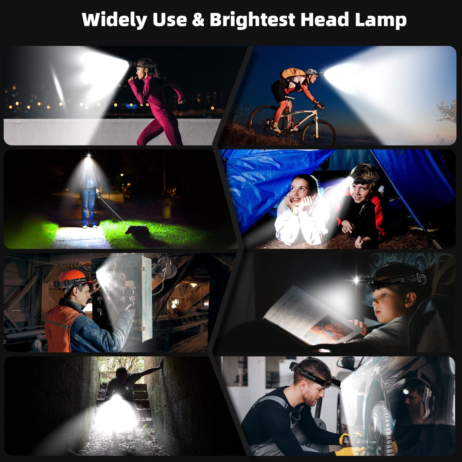 High Lumens Headlamp Induction Function, 7 Modes 50h Long Lasting Battery Lif