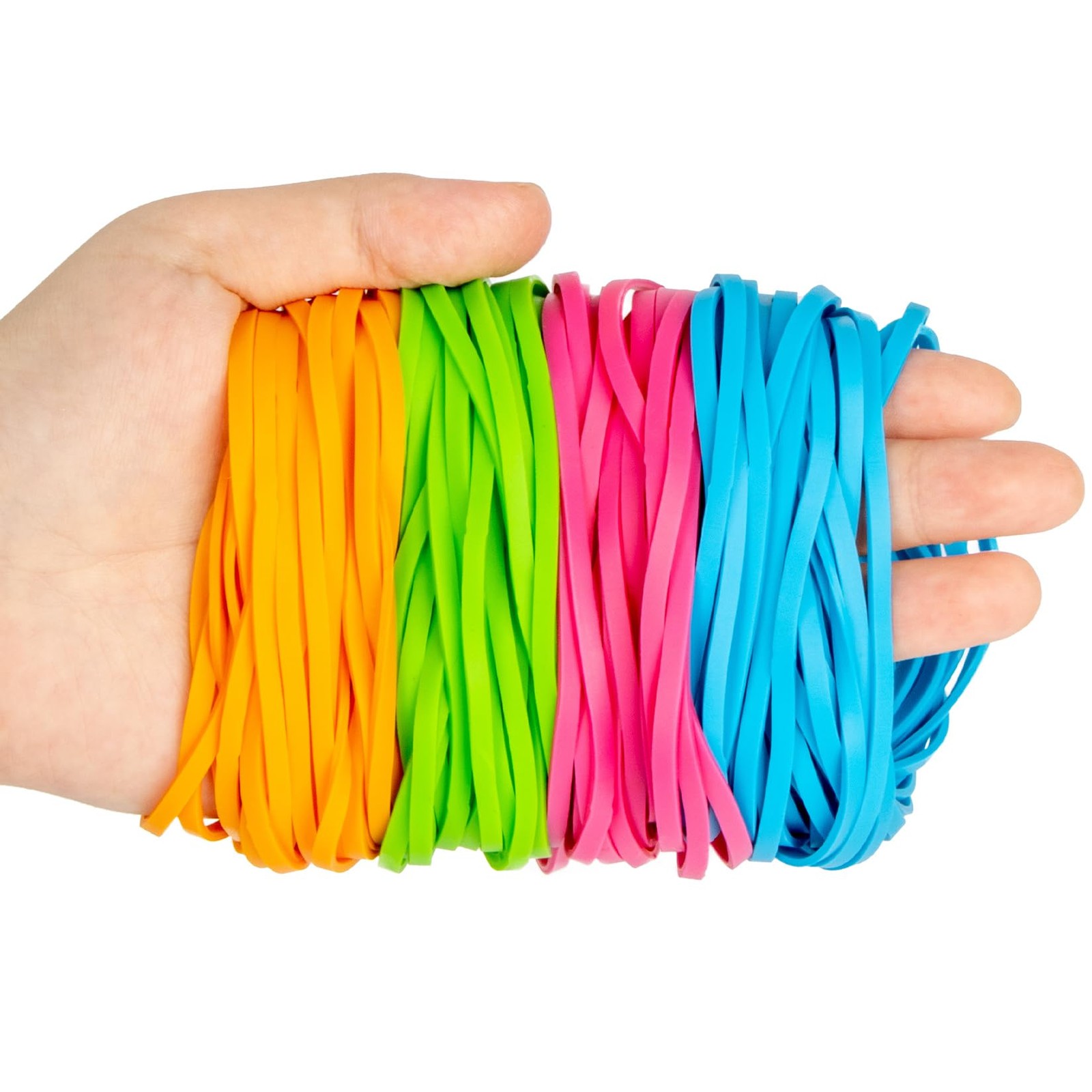 Sukh Rubber Bands - 100PCS Colored 4 Inch(100pcs), Orange, Green, Pink, Blue